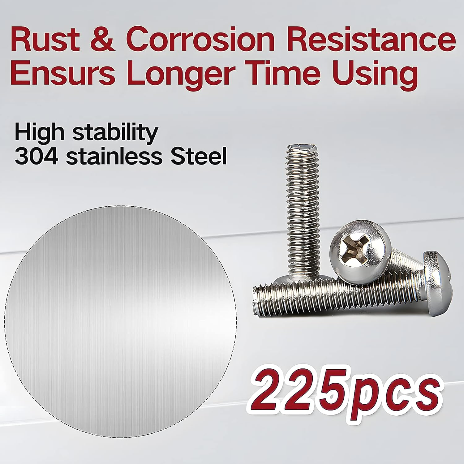 Zmbroll #8-32 185Pcs Phillips Pan Head Machine Screws 304 Stainless Steel Machine Screw Full Thread Fasteners Bolts Nuts and Washers Assortment Kit image number 2