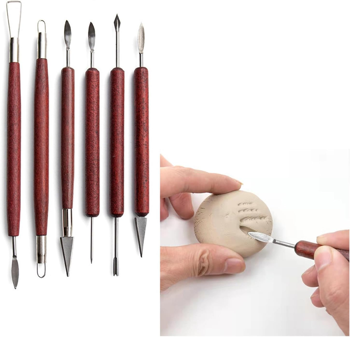 6 Pcs Clay Sculpting Tools, Double-Ended Polymer Clay Tools, Sculpting Set, Air Dry Clay Modeling Tools for Pottery and Sculpture image number 2