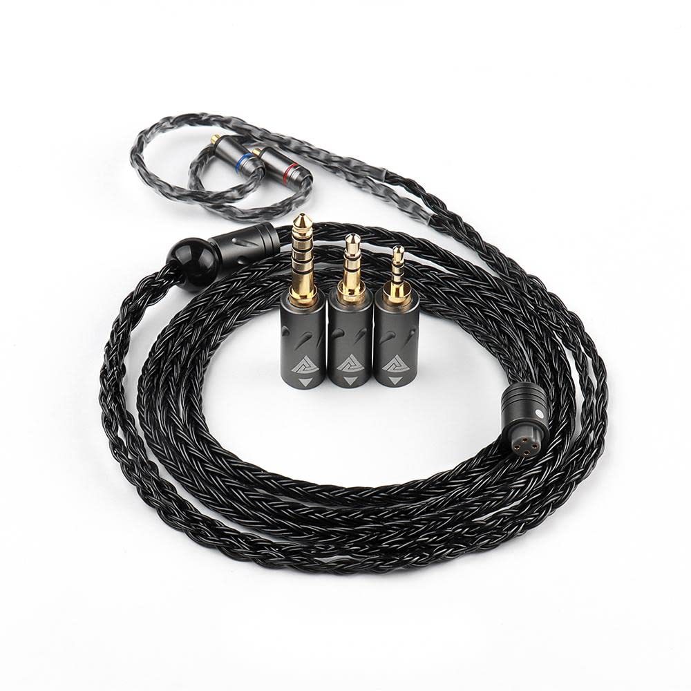 Linsoul QKZ Q1 MAX 16-Stand 352 Cores Silver-Plated Hifi Earphones Upgrade Cable with Interchangeable 2.5Mm/3.5Mm/4.4Mm Plug Replacement Cable for Audiophile (Black, S-Type)