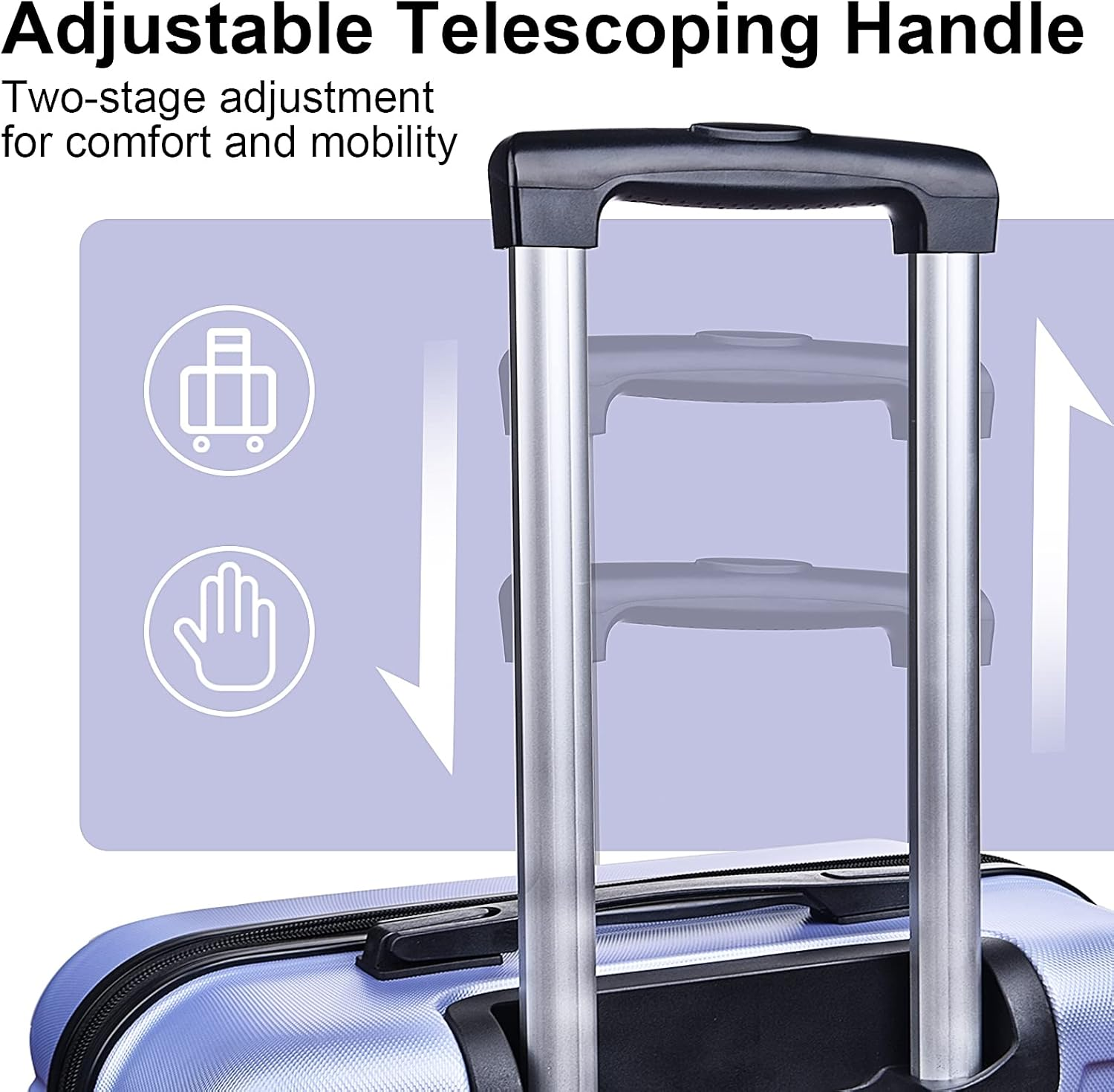 SPOFLYINN 3 Piece Hardshell Luggage Suitcase Sets Hardside Carryon Luggage Set with 360 Degree Spinner Wheels for Travel (20"/24"/28"), Lavender Purple as Shown, One Size, Fashion image number 5