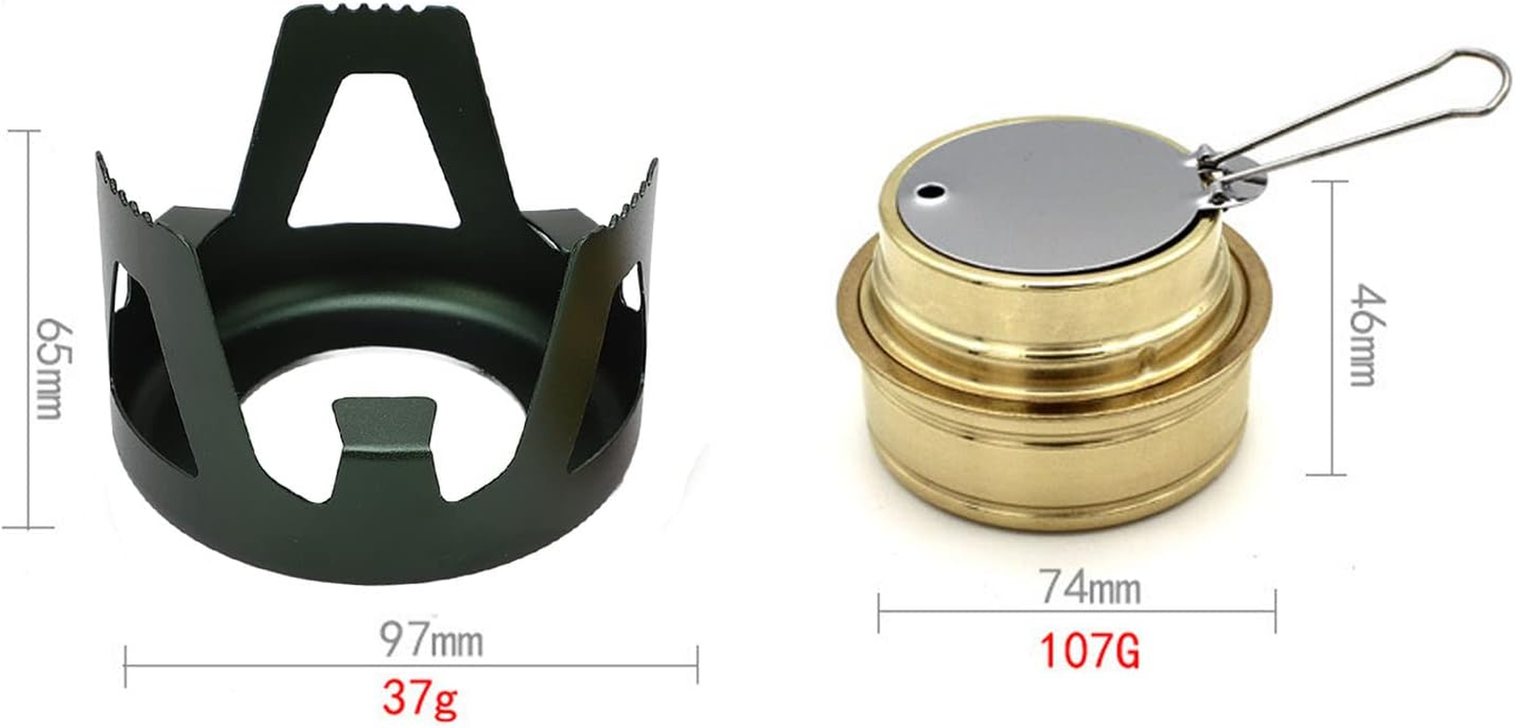 Mini Alcohol Stove, Portable Brass Spirit Burner Cooktop with Aluminium Stand and Extinguish Lid, Ultralight Windproof Camping Cookware for Outdoor Camping, Hiking, Picnic (Dark Green) image number 4