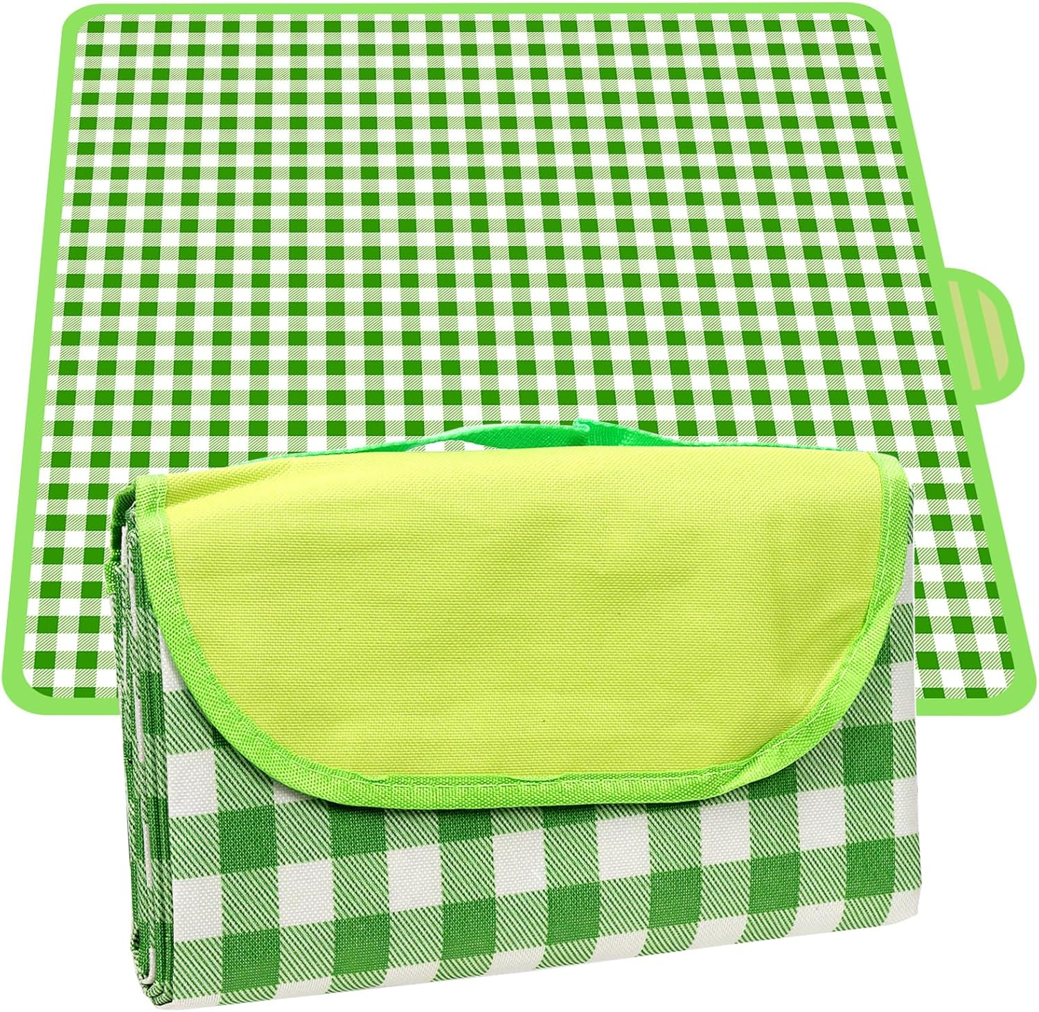 Rustark 79" X 79" Picnic Blanket Outdoor Picnic Mat Beach Blanket Extra Large Foldable Waterproof Portable Gingham Picnic Blanket Picnic Rug for Hiking, Beach, Camping, Park, BBQ and Music Festivals