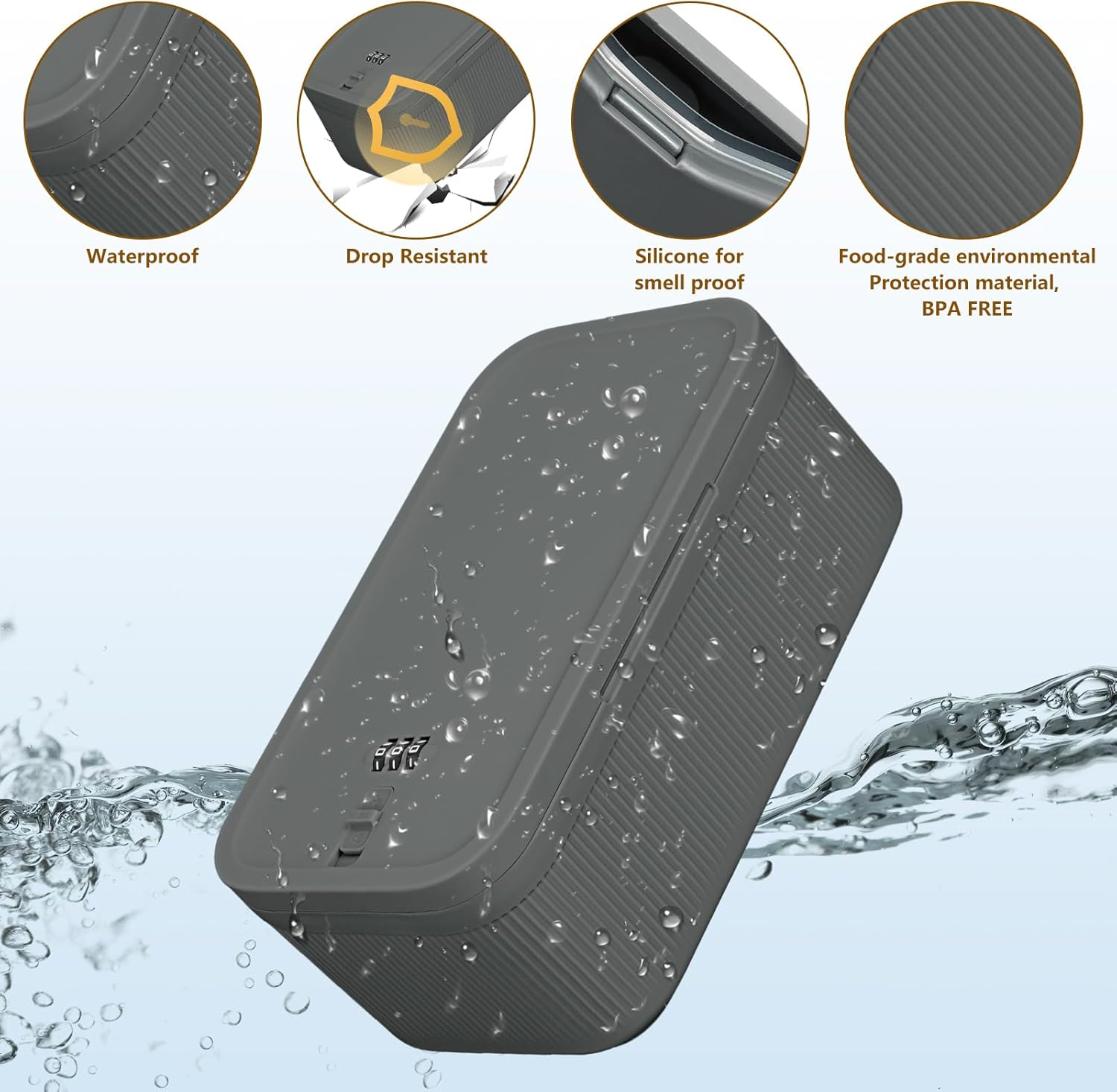 Lockable Storage Box, Refrigerator Lockbox for Personal Private Items,Snacks,Locking Cell Phone Smart Device Jail,Small Lock Box Mini Lockable Storage Container for Office,Home(Grey) image number 6