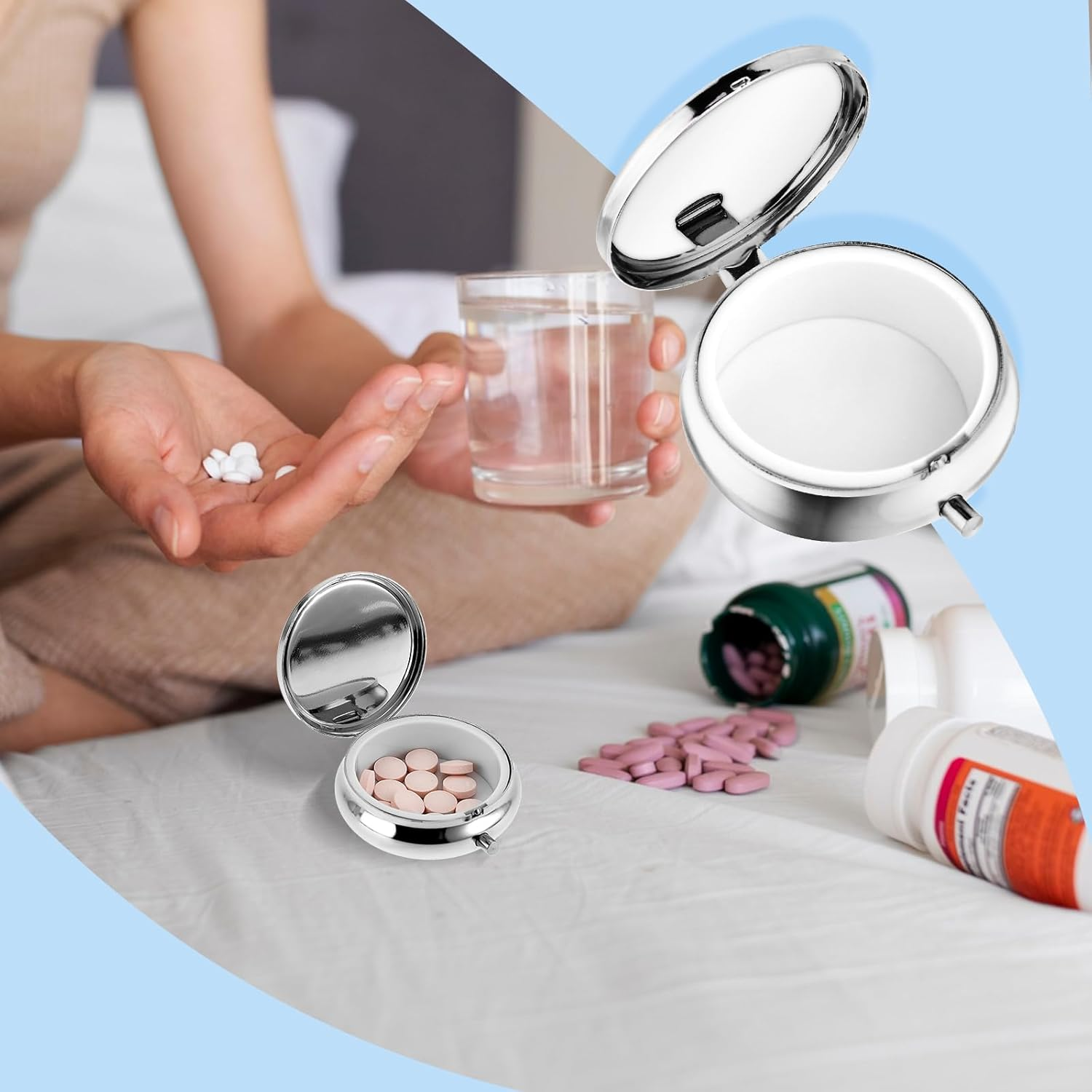 Sibba Pill Case, Travel Portable and Multi-Functional Pill Box, Moisture Proof Pill Case for Purse & Pocket, Medicine Organizer Box for Vitamins, Fish Oil & Supplements (1 Compartment) image number 6