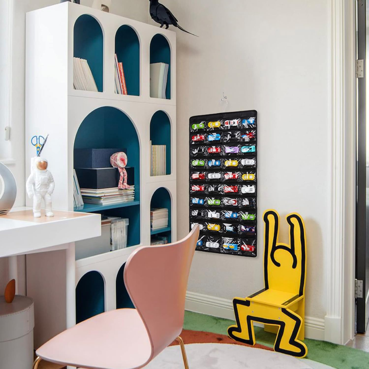 Storage Case Compatible with 80 Hot Wheels Matchbox Cars, Double-Sided Hanging Display Case for Hot Wheels Fits for 80 Toy Cars (80 Slots-Black) image number 4