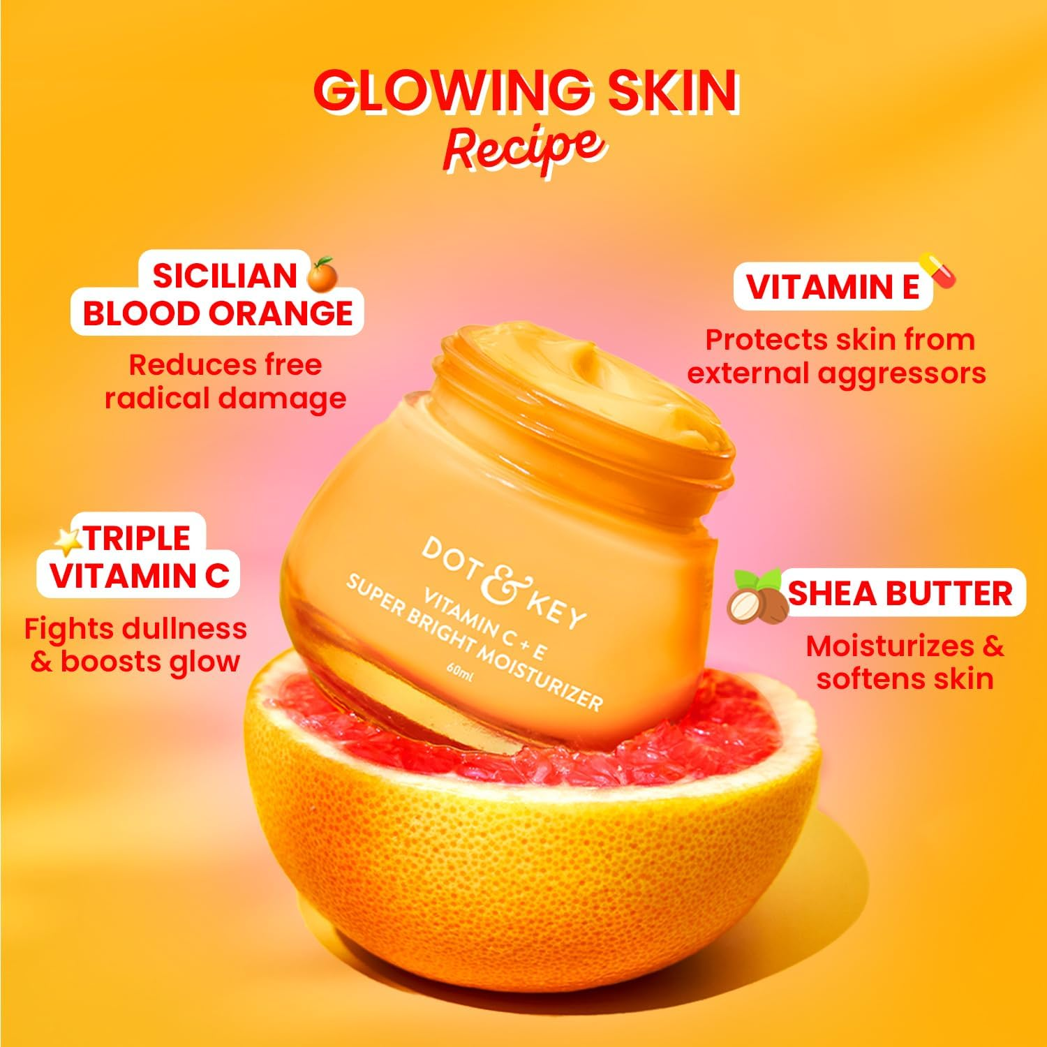 Dot & Key Vitamin C Daily Glow Boosting Skincare Combo (Vitamin C Moisturizer 60Ml & Vitamin C Face Wash) | for Glowing Skin | for All Skin Types | for Women & Men