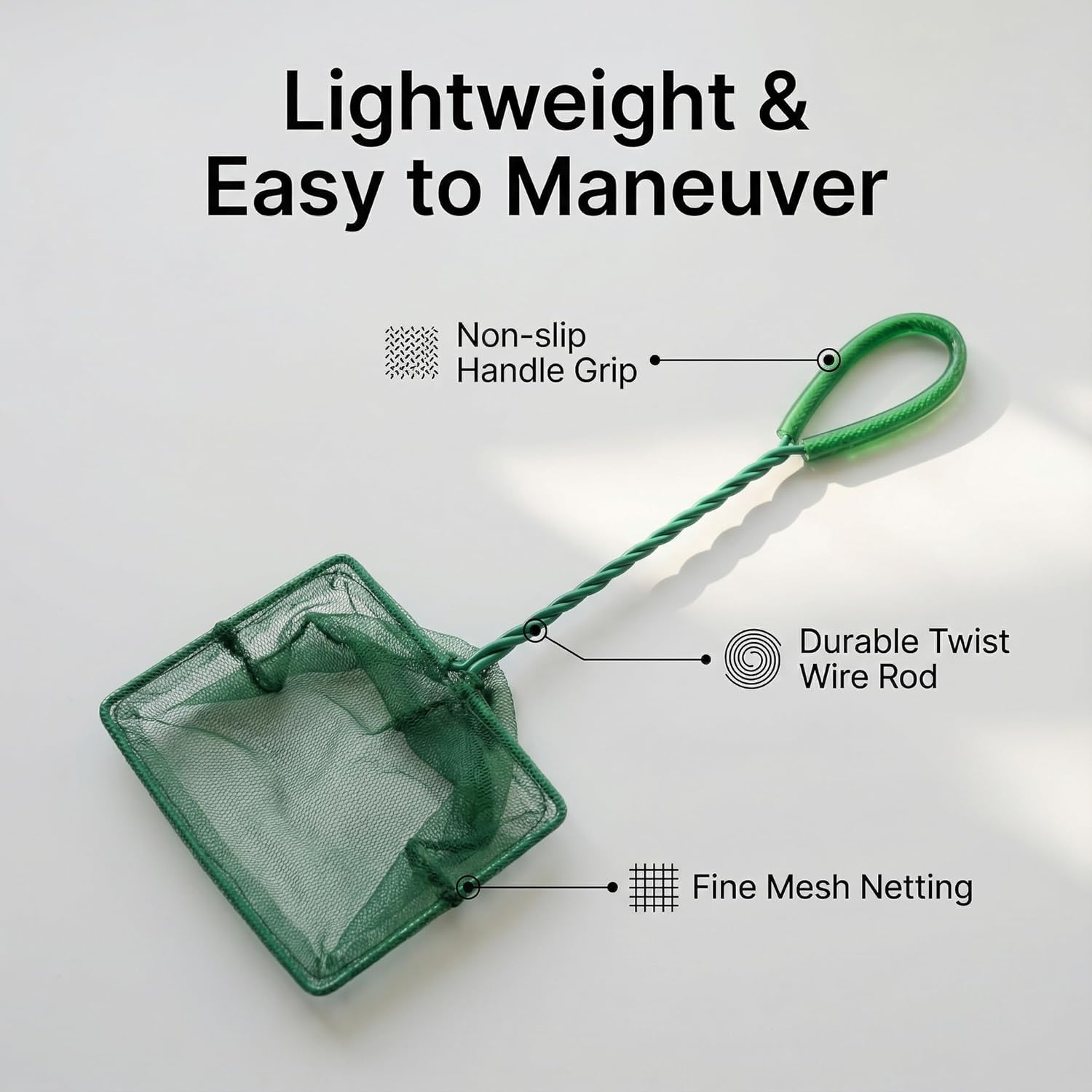 LEDON 2-Pack Fine Mesh Aquarium Fish Nets, 32Cm Small Fish Catcher Net for Shrimp, Fry, Tropical Fish - Safe Soft Green Nets for Freshwater & Saltwater Tanks, Ponds image number 3