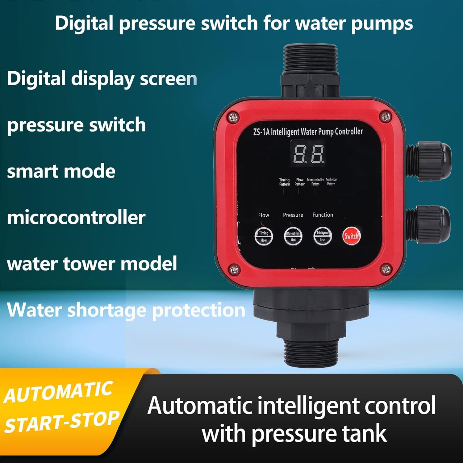 Smart Pump Controller, 10 Bar Automatic Pressure Switch, Adjustable Electronic Switch Controller with 5 Modes for Garden Pump, Jet Pump, Well Pump, Self Priming PUM image number 4