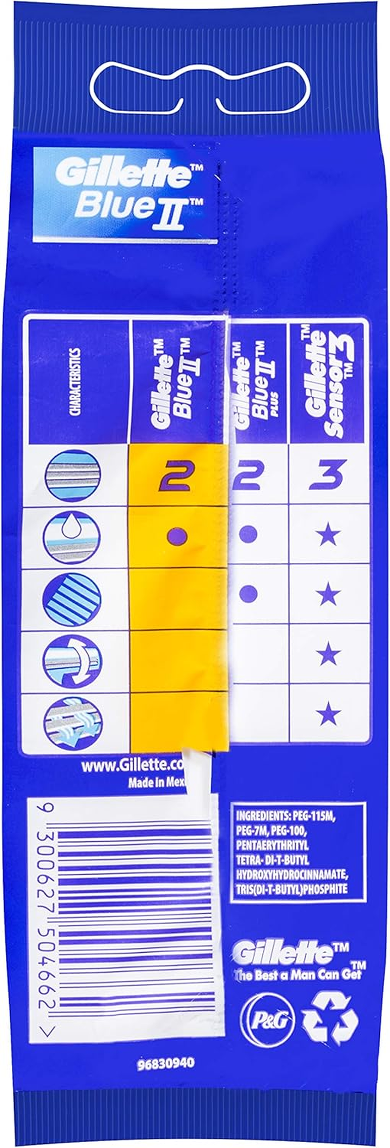 Gillette Blue II Sensitive Disposable Shaving Razors (5 Pieces Set) image number 1
