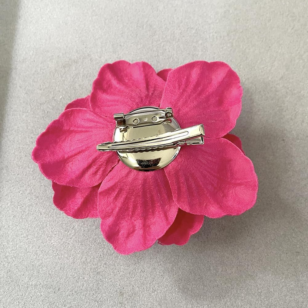 Pack of 2 Velvet Camellia Flower Brooch Pins Large Flower Lapel Pins Mexican Hair Flowers Hair Pin Fabric Floral Hair Clips Headdress Corsage Wedding Brooches White image number 4