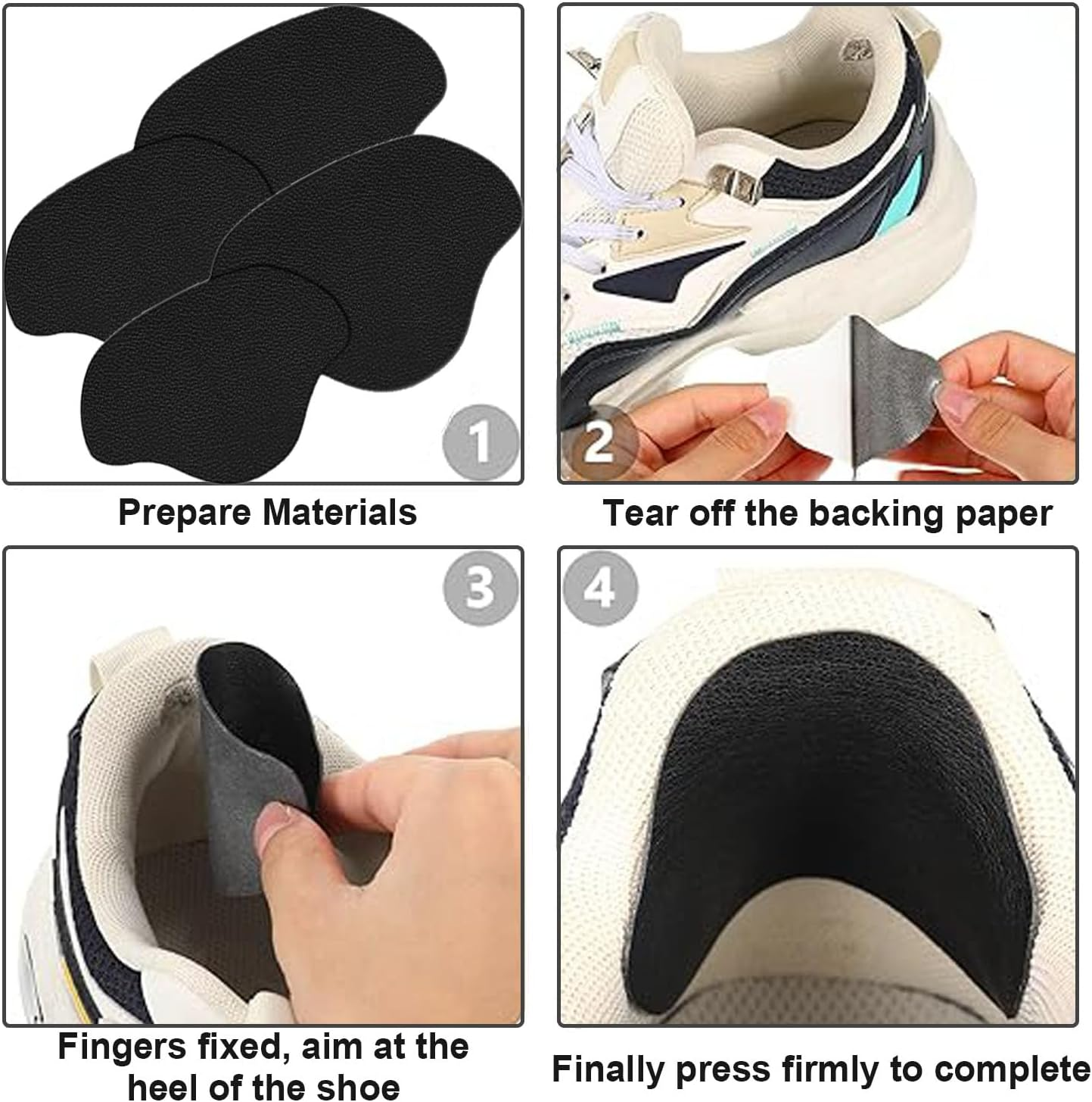 16 Pairs Shoe Hole Repair Patches, Self-Adhesive Patch for Heel Hole of Shoes, Ultra Fine Fiber Leather Shoe Heel Repair, Adhesive Shoe Inserts for Sneaker, Leather Shoes, High Heels, 2 Sizes (Black) image number 1