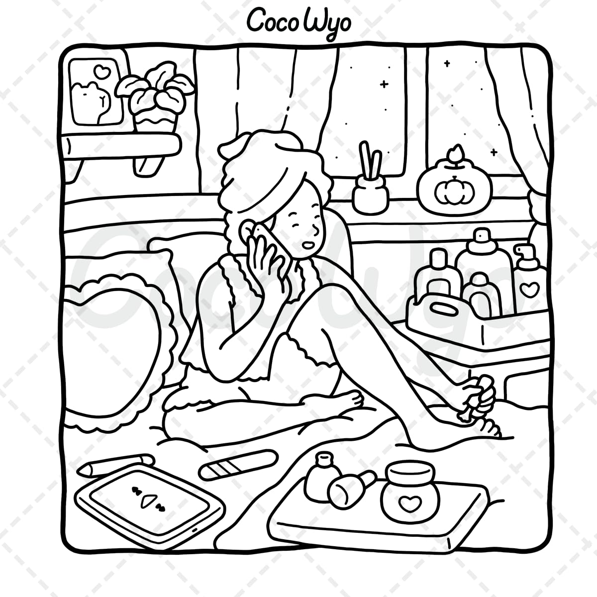 Girl Moments: Vol. 2 Coloring Book for Adults and Teens Featuring Cute Cozy Daily Activities for Relaxation image number 4