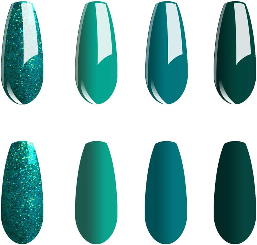 Vishine 4 Colours Carnival Green Gel Nail Polish Kit, 15 Ml Glitter Green Gel Nail Polish Set, Olive Green Avocado Dark Green Nail Polish, Soak off UV LED Nail Gel Polish for Nail Studio, DIY at Home image number 5