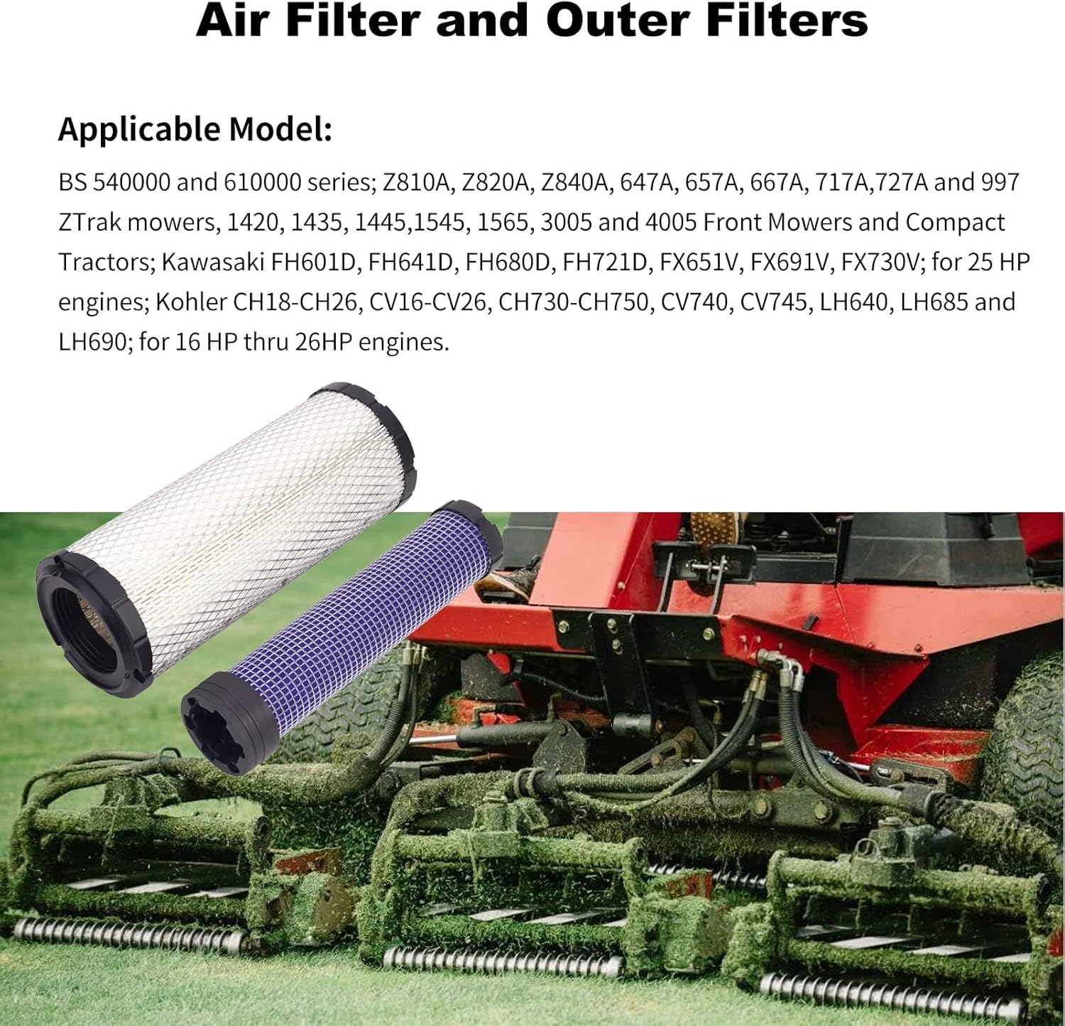 25083 01-S Air Filter Replace for 2508301-S 2508304-S Kawasaki 11013-7020 11013-7044 11013-7019 11013-7045 M131803 M131802 TA040-93230 TA040-93220 Lawn Mover image number 2