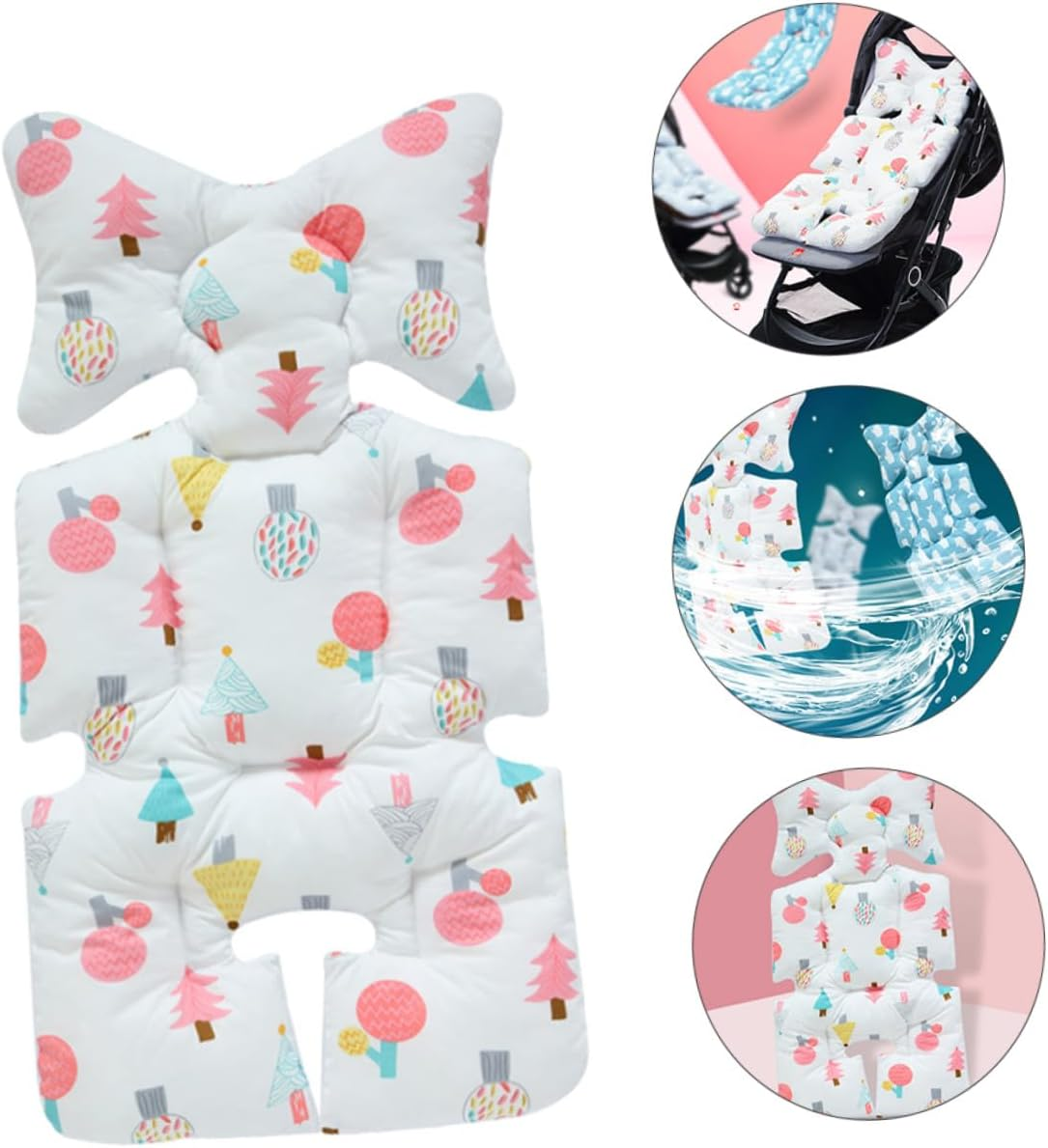 TIDTALEO Breathable Cotton Stroller Seat Cushion Mat Large Multifunctional Cart Mat with Cartoon Print Double-Sided Soft Protector for Stroller and Dining Chair Suitable for All image number 2