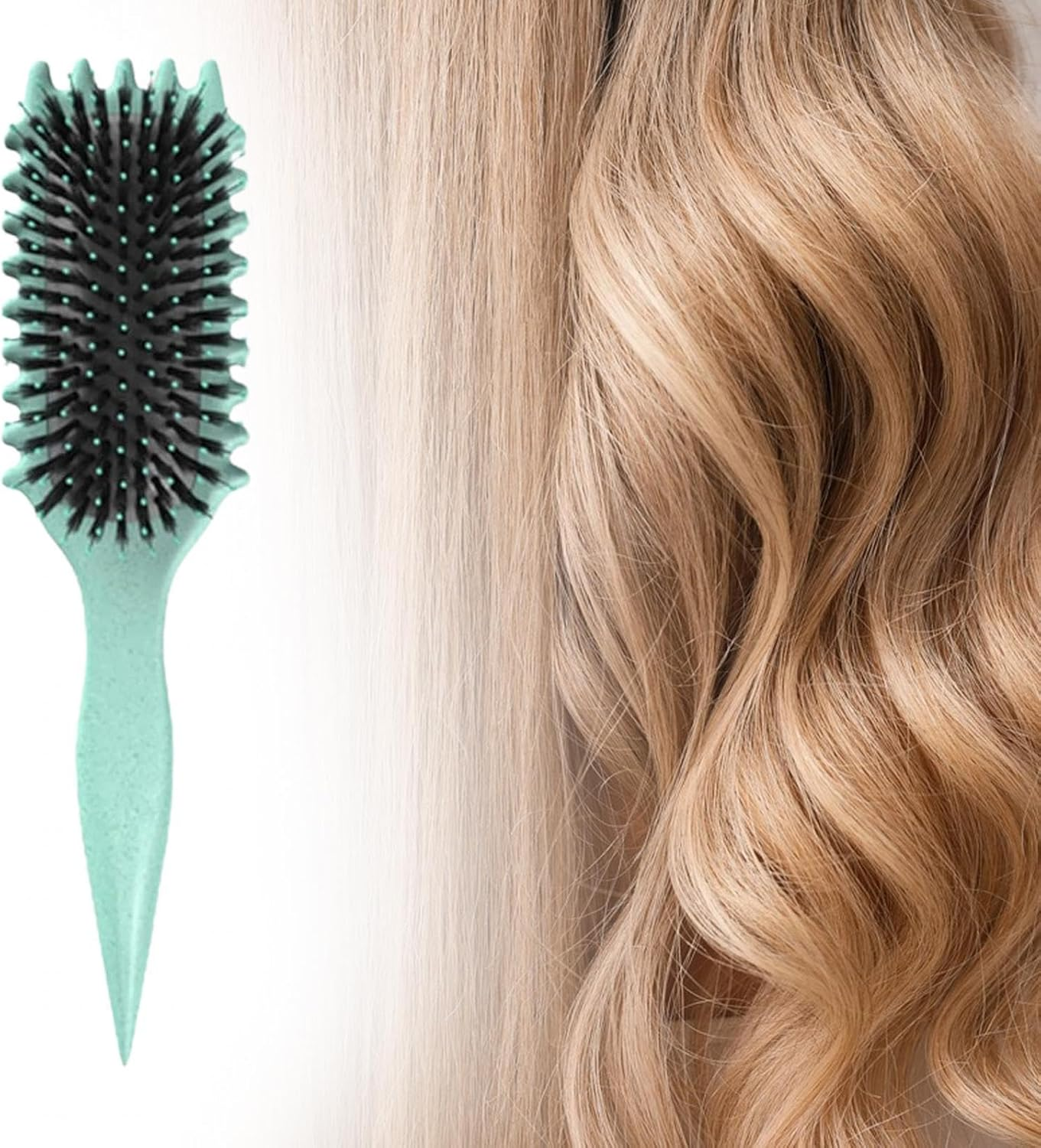 Curly Hair Salon Hair Styling Comb Styling Tool, Shaping Bristle Curl Brush Styling Brush for Girl Women Home Children, Green