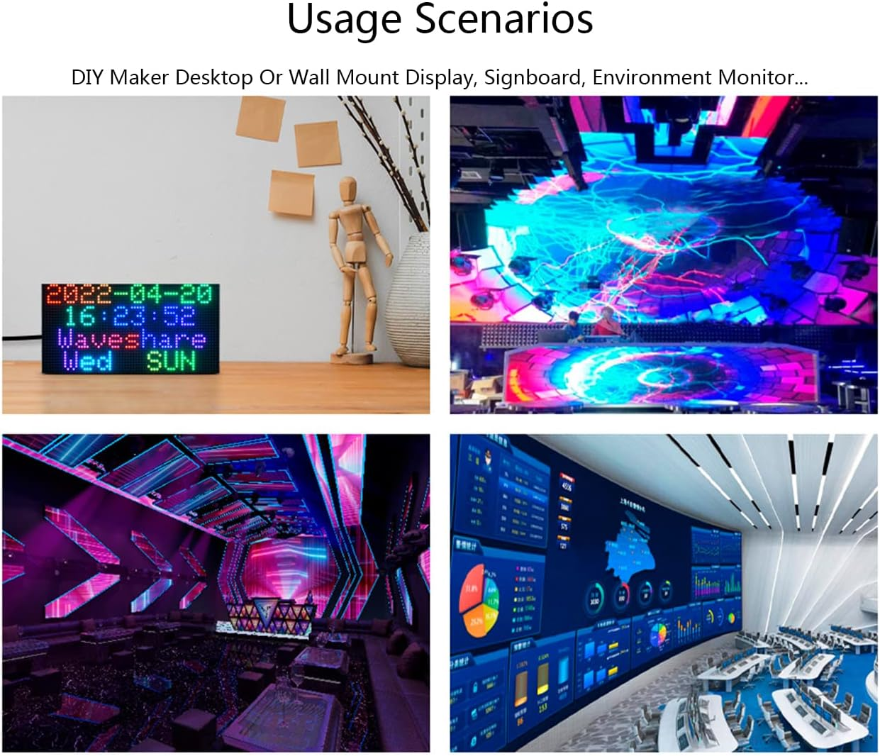 RGB Full-Color LED Matrix Panel 64X32 Pixels, 2.5Mm Pitch, 2048 Individual RGB Leds, Adjustable Brightness, Support Raspberry Pi/Raspberry Pi Pico/Esp32/Ardu, Display Text, Colorful Image/Animation image number 1