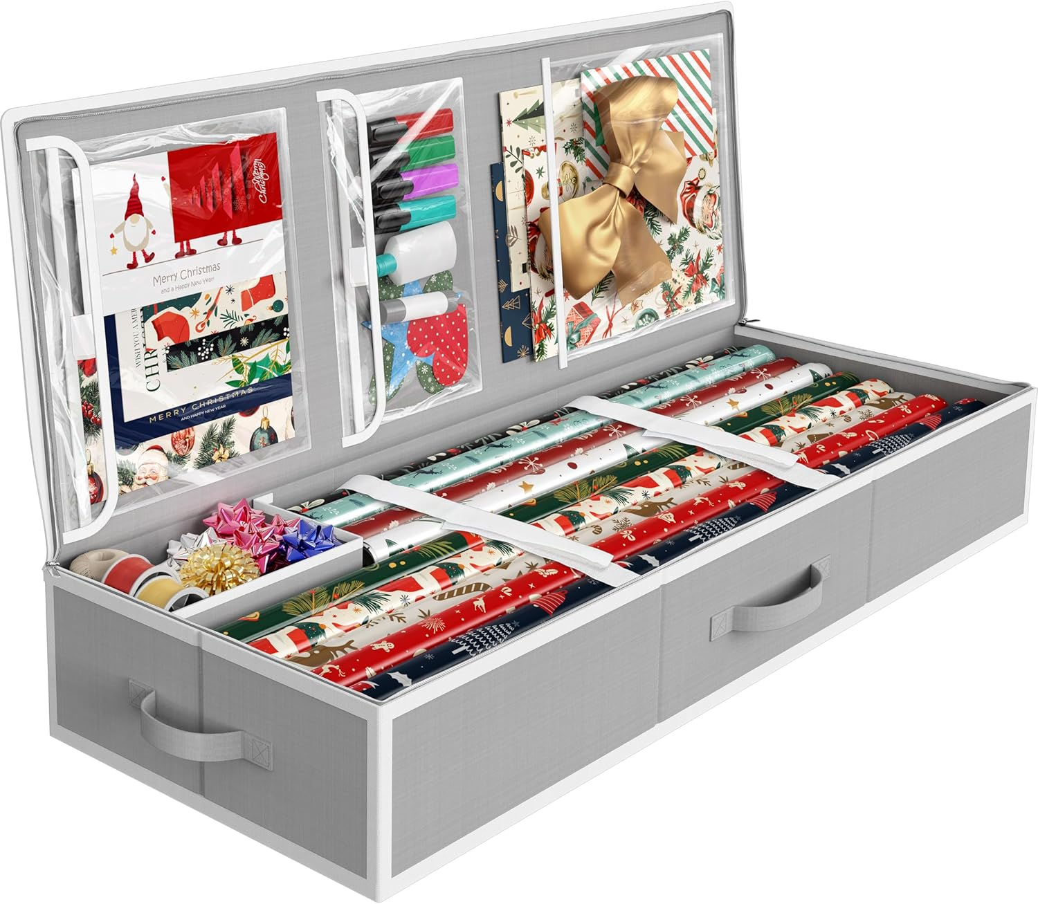 Simple Houseware Wrapping Paper Storage Organiser, Grey image number 5