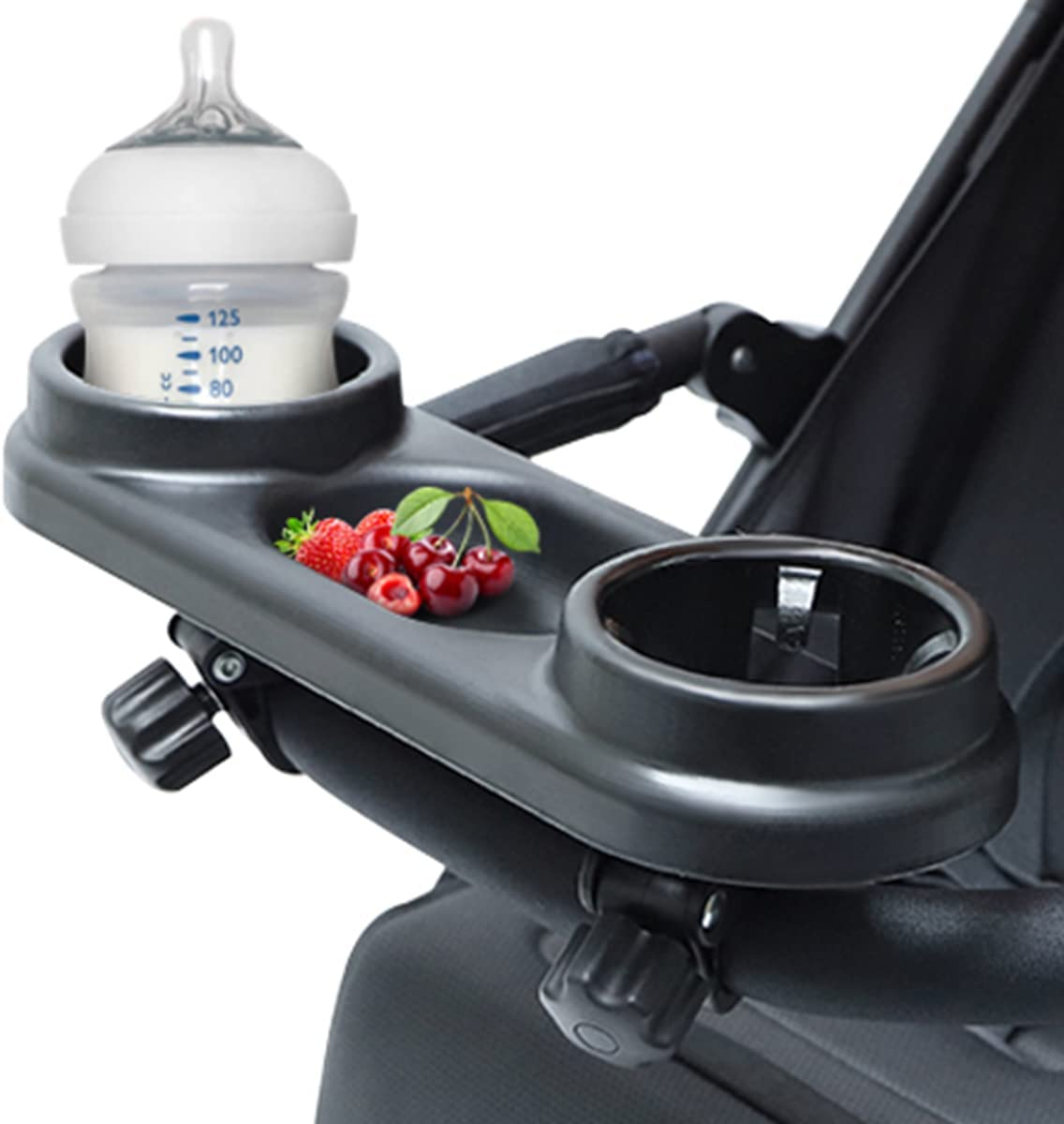 Universal Stroller Snack Tray with Cup Holder, Upgraded Removable Non-Slip Grip Clip for Bar, Large Capacity image number 4