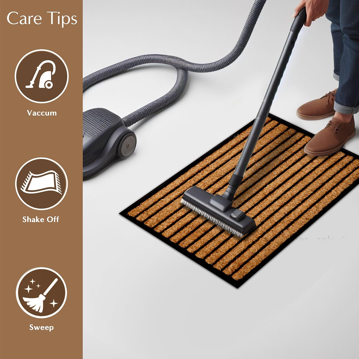 Rubber Bordered Coir Doormat Stripes | Welcome Mat | Entry Mat | (60 Cm X 90 Cm) image number 4