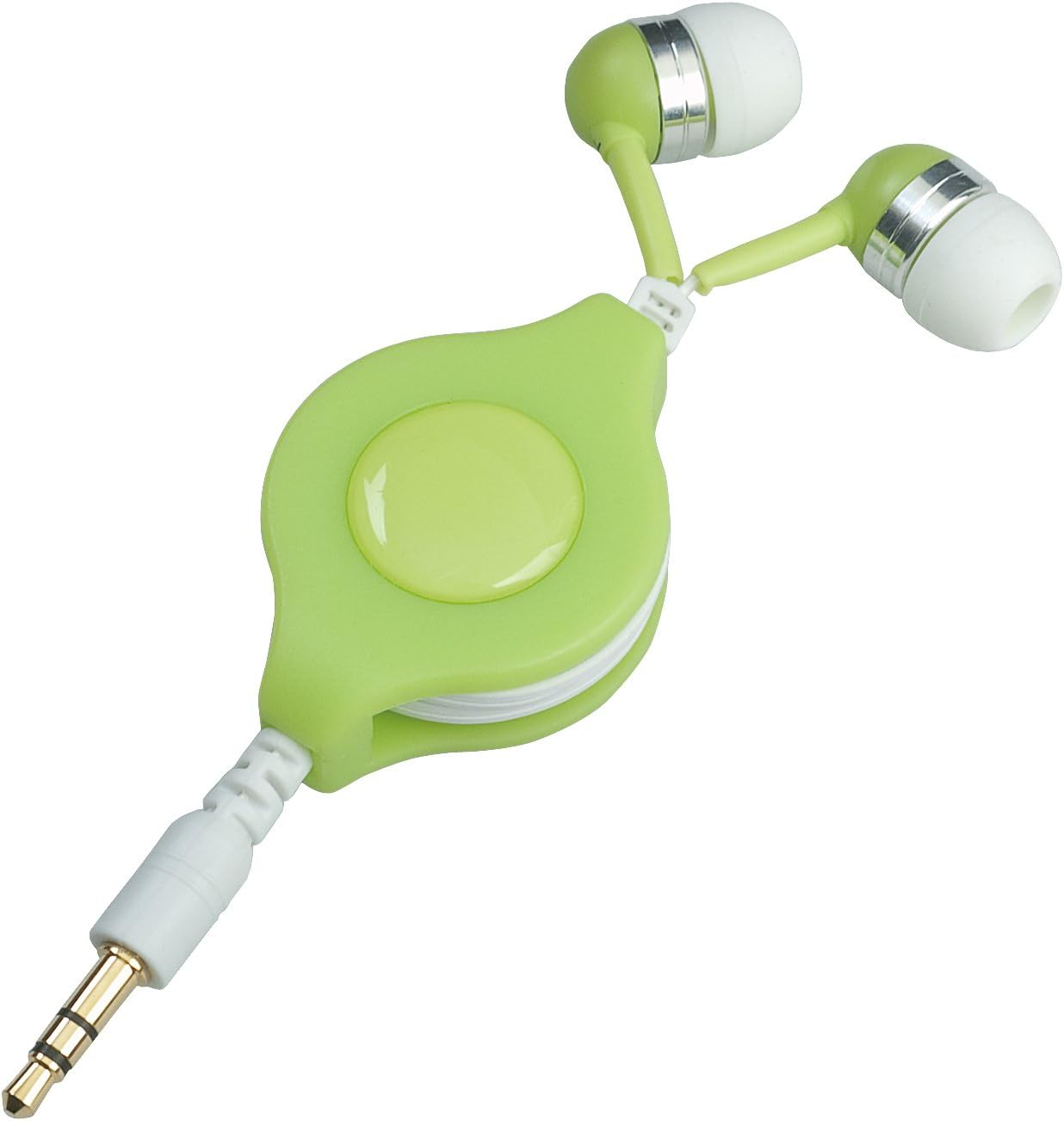 Yazawa MEP208LG Winding Cord In-Ear Stereo Earphones with Flat Conversion Cord, Light Green