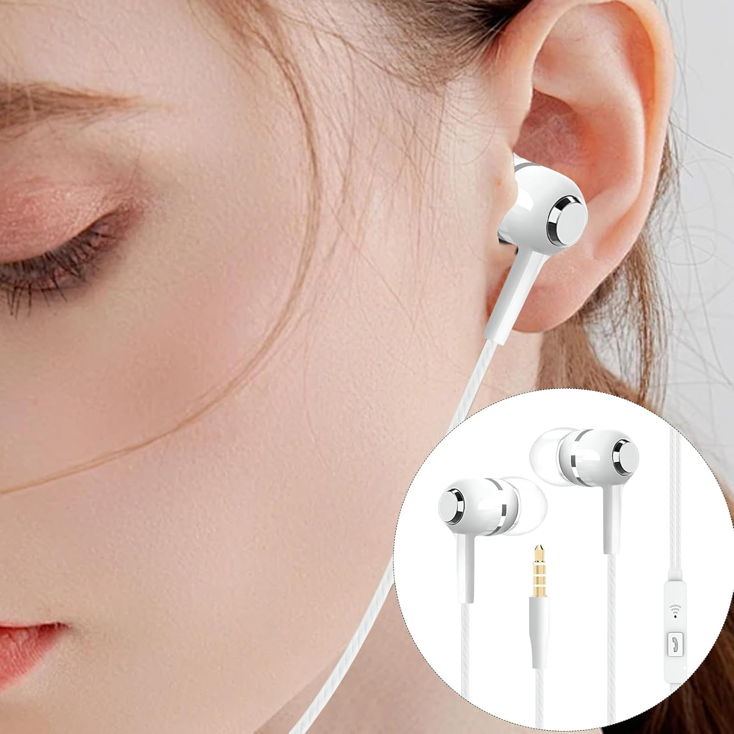 Earphones | Plug-In Headphones with Mic | 3.5Mm Jack Corded Noise Cancelling Earphones for Workout, School, Studio, Gaming, Traveling, Music Production image number 2