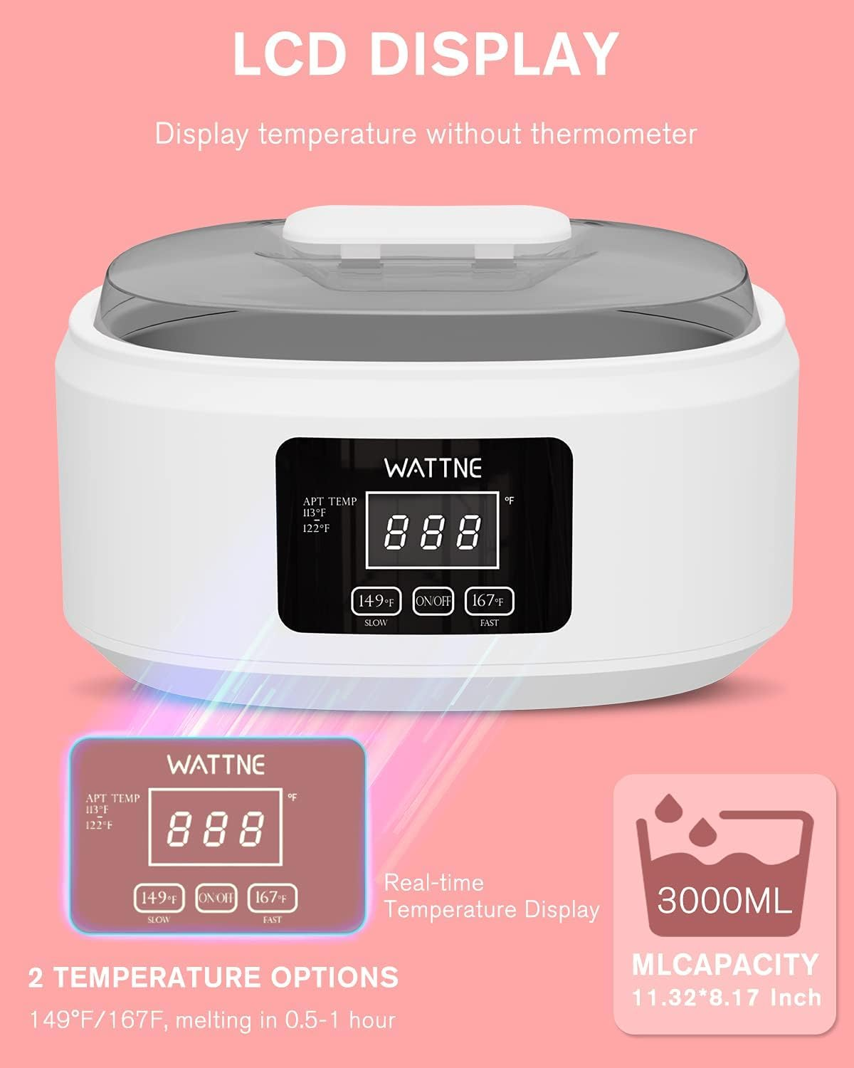 Wattne Paraffin Wax Machine for Hand and Feet -Paraffin Wax Warmer Moisturizing Kit Auto-Time and Keep Warm Paraffin Hand Wax Machine for Arthritis (White) image number 4