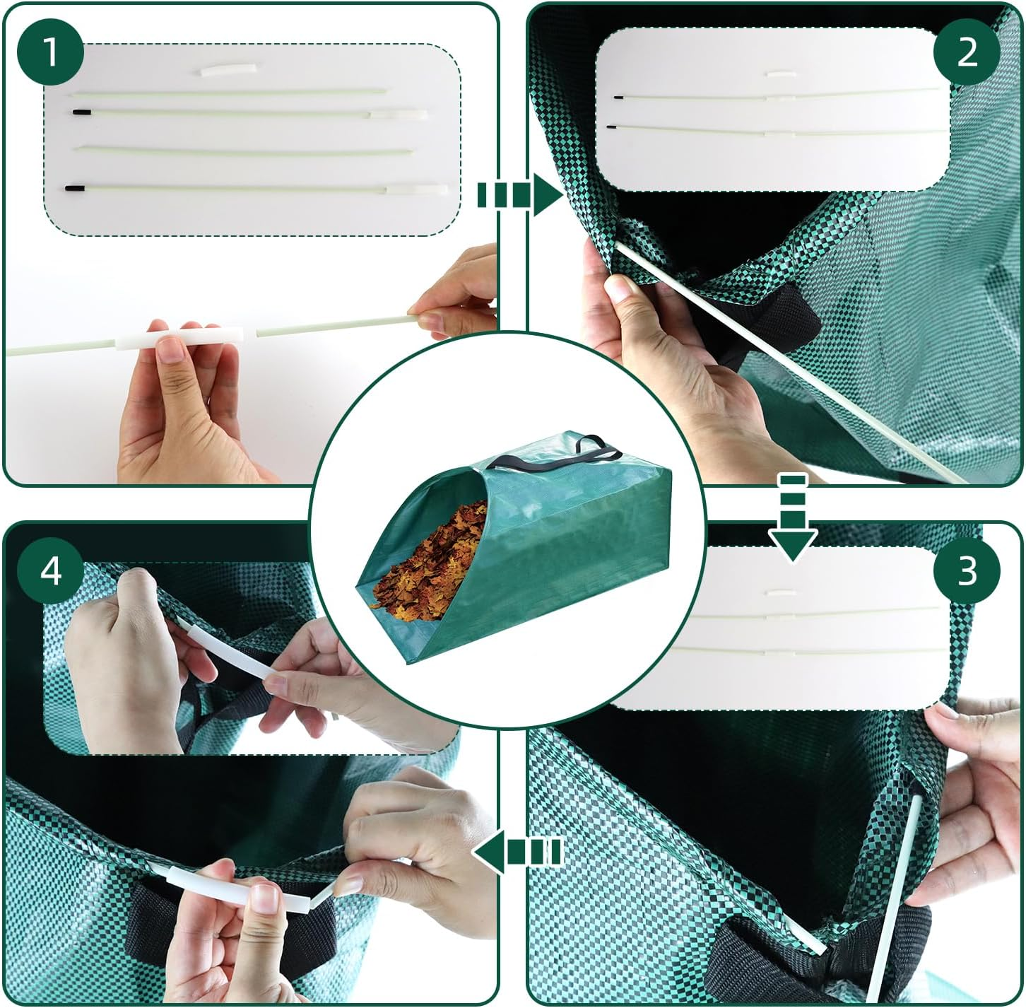 Dustpan Type Garden Waste Bag 200L X 2 Reusable Leaf Collector Heavy Duty Garden Sack Leaf Bag with Handles (Dustpan 200L) image number 5