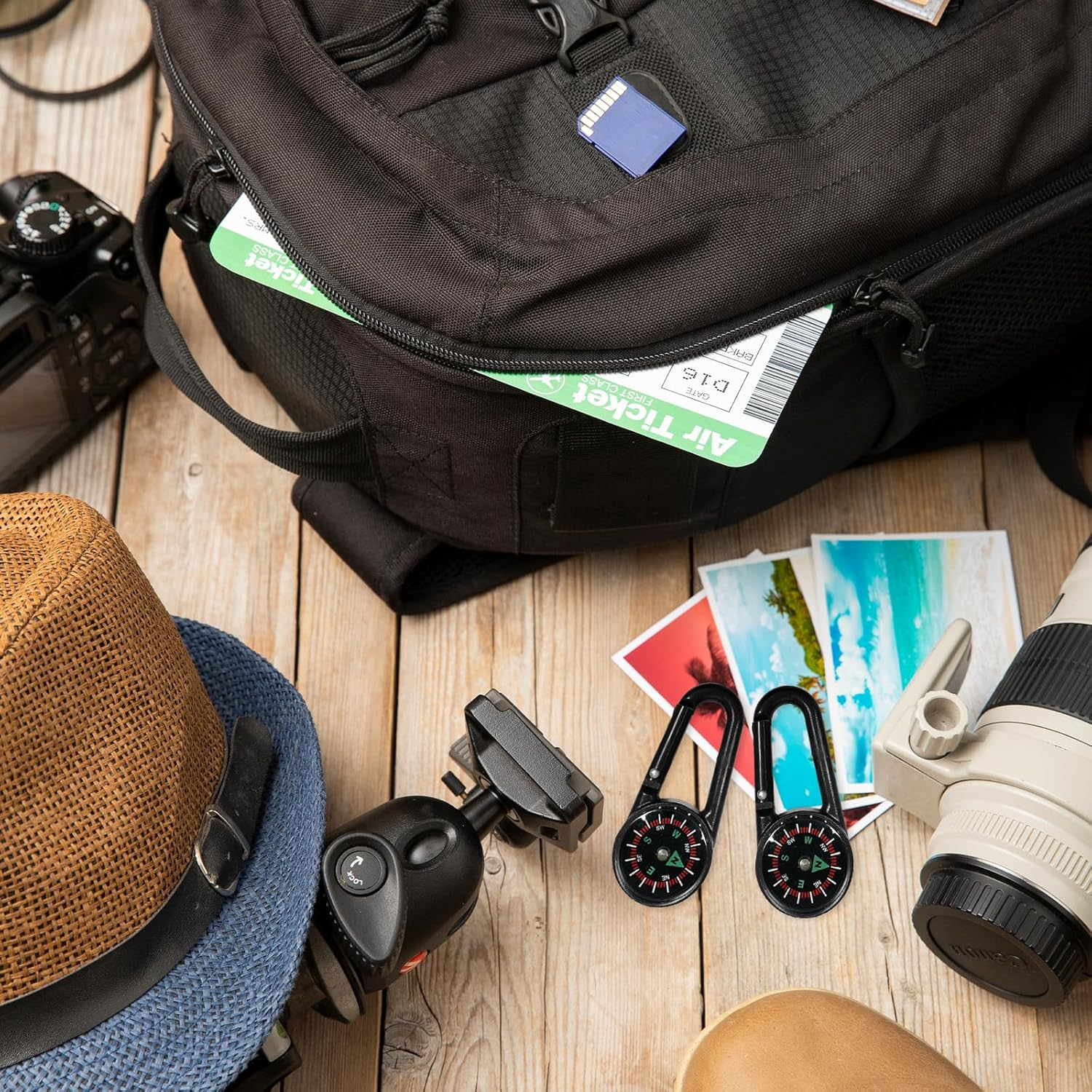 TEAONE Clip on Compass, 6 PCS Black Heavy Duty Compass for Traveling, Hiking, Backpacking (6.9 X 3Cm/2.71 X 1.18In) image number 5