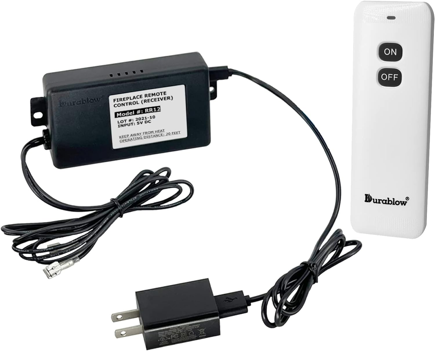 Durablow TR2001 Gas Fireplace On/Off Remote Control Kit for Millivolt Valve or Electronic Ignition Module (Input 100-240VAC) image number 3