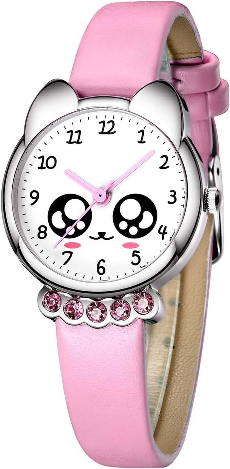 KDM Kids Watch for Girls Boys: Toddler Watches for 3-12 Gifts for Kids Cute Cartoon Wrist Watch Waterproof Leather - Learning Time and Easy to Read Dial