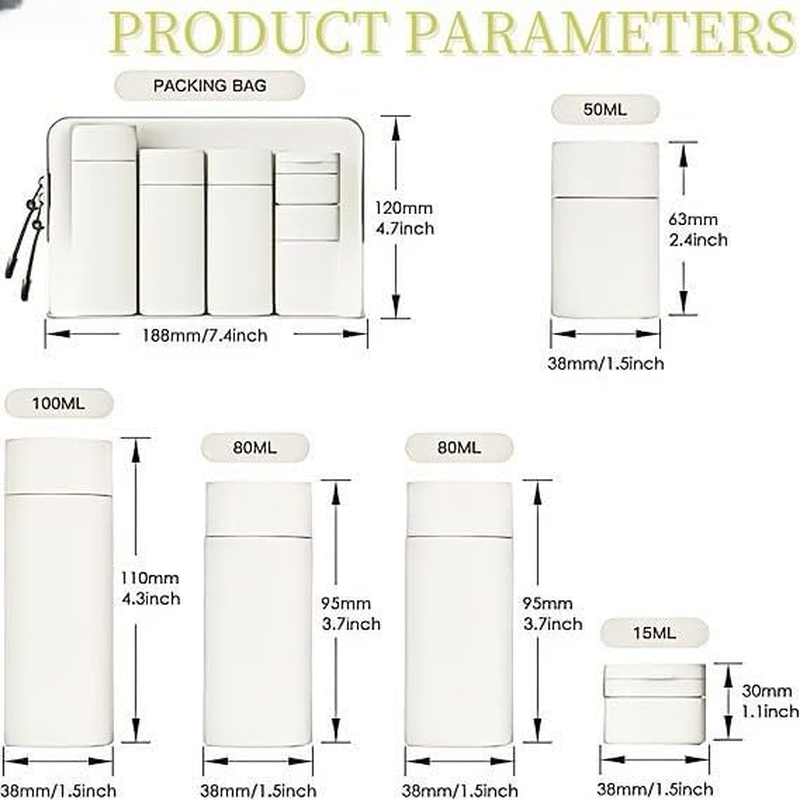 Wacloud Travel Cream Dispenser Set &ndash; 5Pcs TSA Approved Toiletry Bottles with Leak-Proof Case, Refillable Lotion & Shampoo Containers for Travel, Gym & Carry-On (White) - Pink image number 4