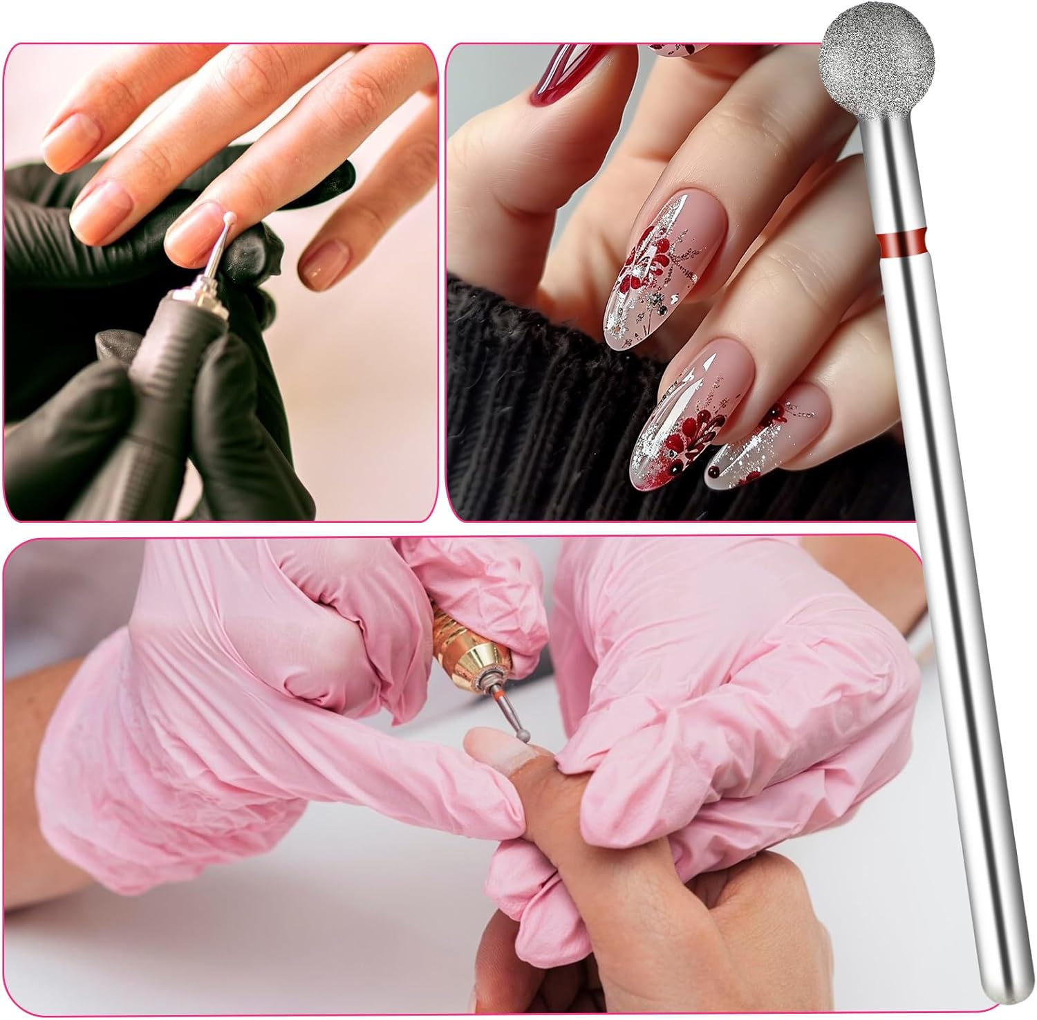 Pack of 5 Bits for Nail Cutters, round Nail Cutter Bits, Cutter Nail Attachments, Attachments, Cuticle Drill, Diamond Ball Cutter Set for Manicure Jewellery Glass Ceramic Gel Polishing Tools image number 6