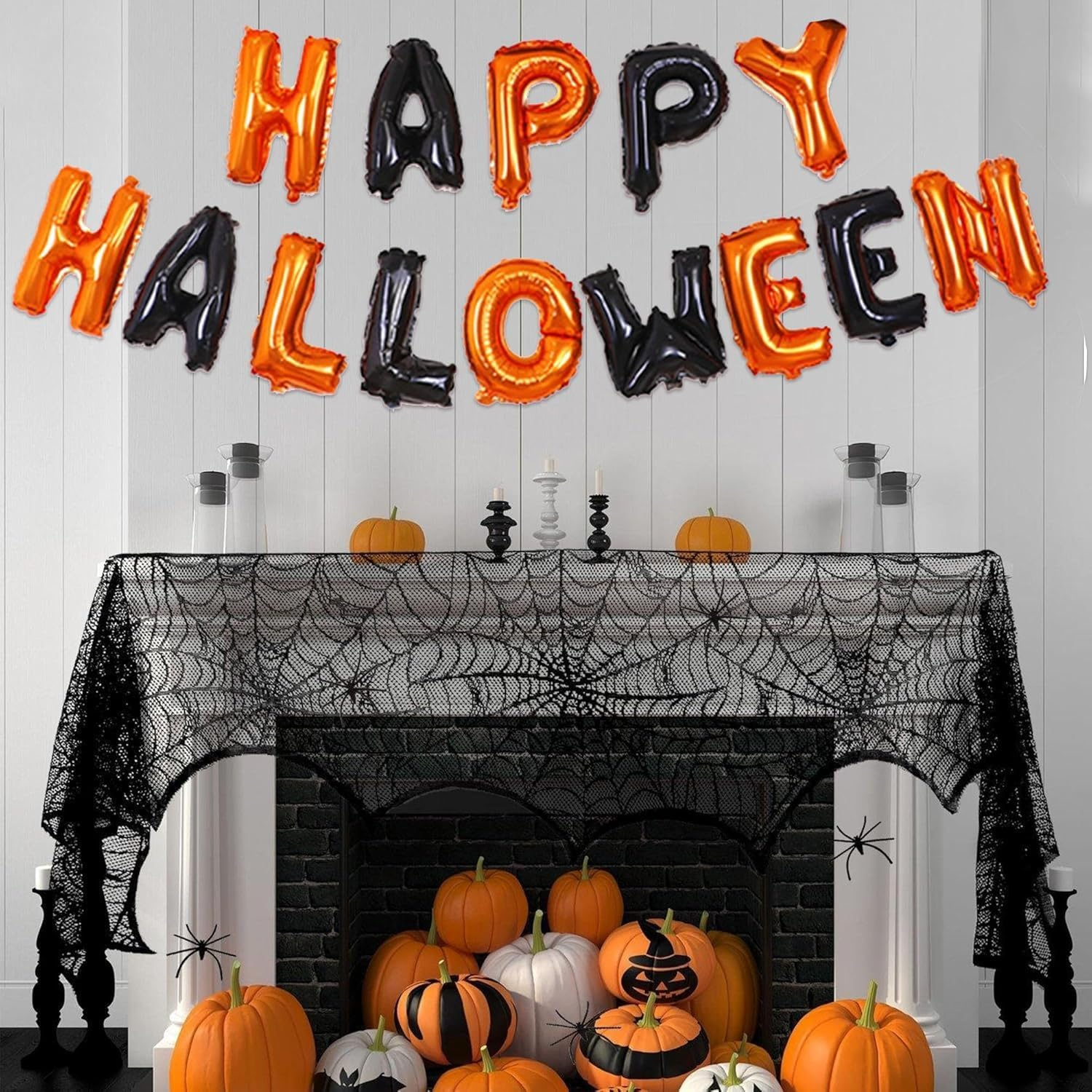 Happy Halloween 16 Inch Foil Halloween Balloons Decorations, Happy Halloween Balloon Banner，Orange and Black image number 4