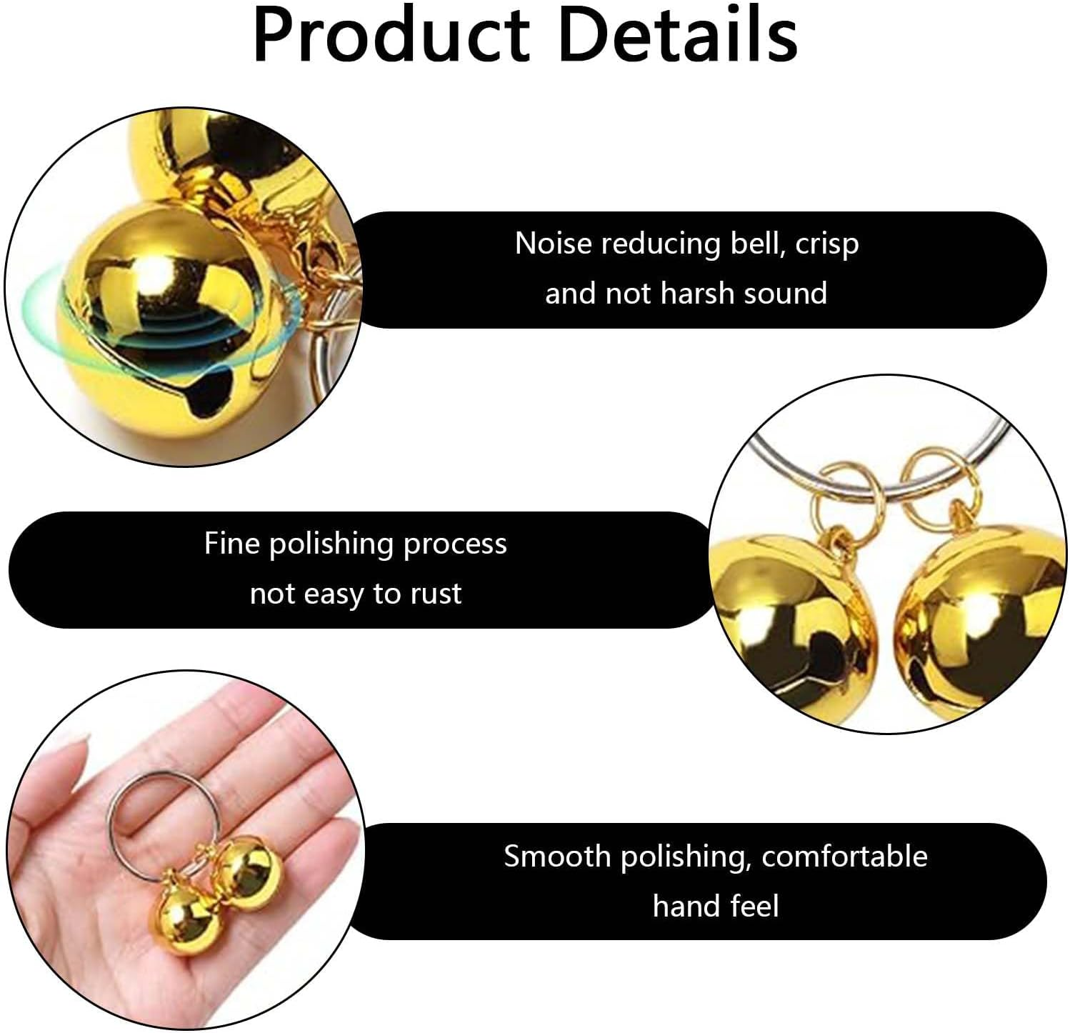 2 Pcs Dog and Cat Bells,Extra Loud Cat Dog Collar Copper Pendant Bells,Collar round Pet Tracker Bell,Alert Dogs Bell Key Rings Pendant Decoration for Dogs and Cats Harness Training(Gold, Silver) image number 1
