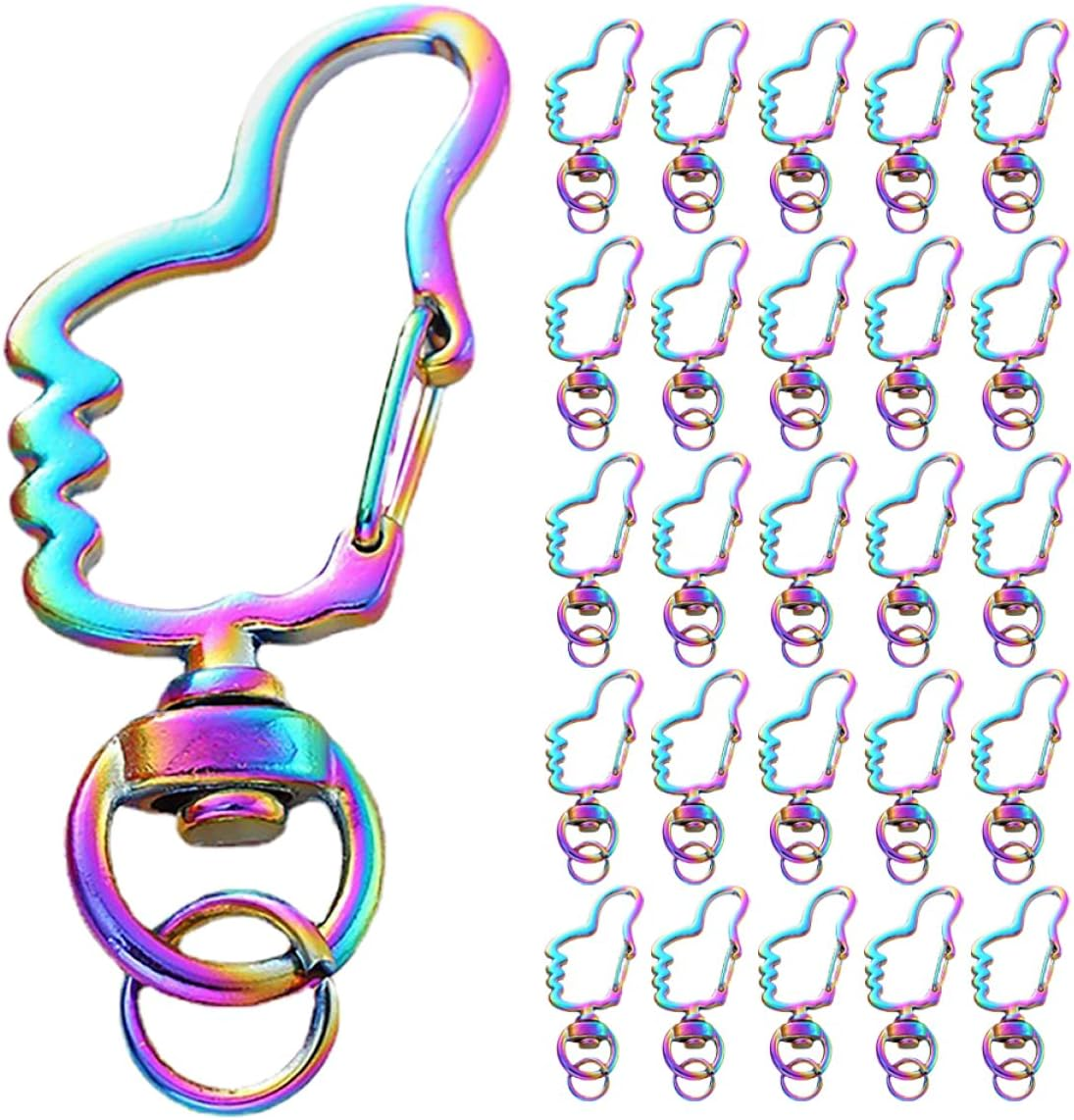 HOODANCOS 30Pcs Thumb Keychain Zinc Alloy Carabiner Detachable Keychains for Women Lanyard Snap Hooks image number 2