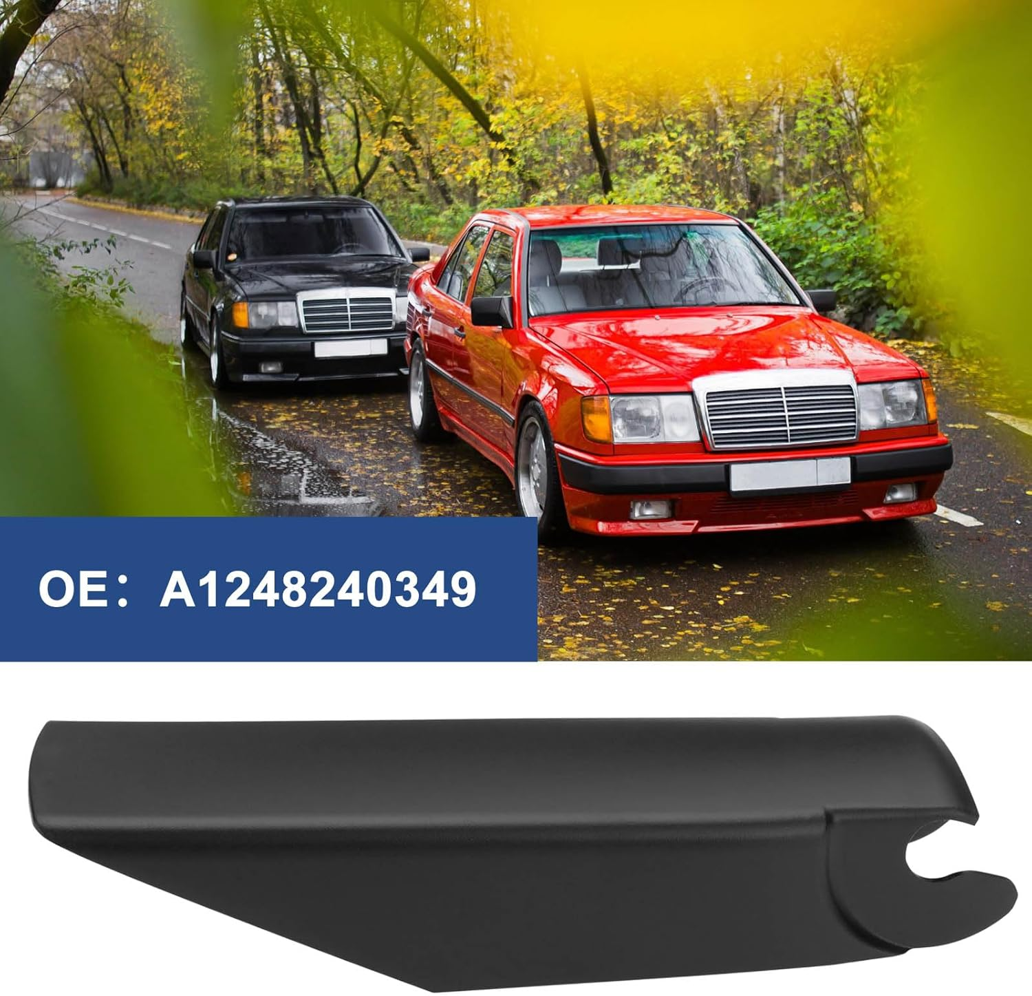 Emagtech 1X Front Wiper Arm Cover Cap Replacement A1248240349 Compatible with Mercedes Benz W124 W201 W202 W208 W210 R129 Automotive Mounting Nut Cover Black image number 3