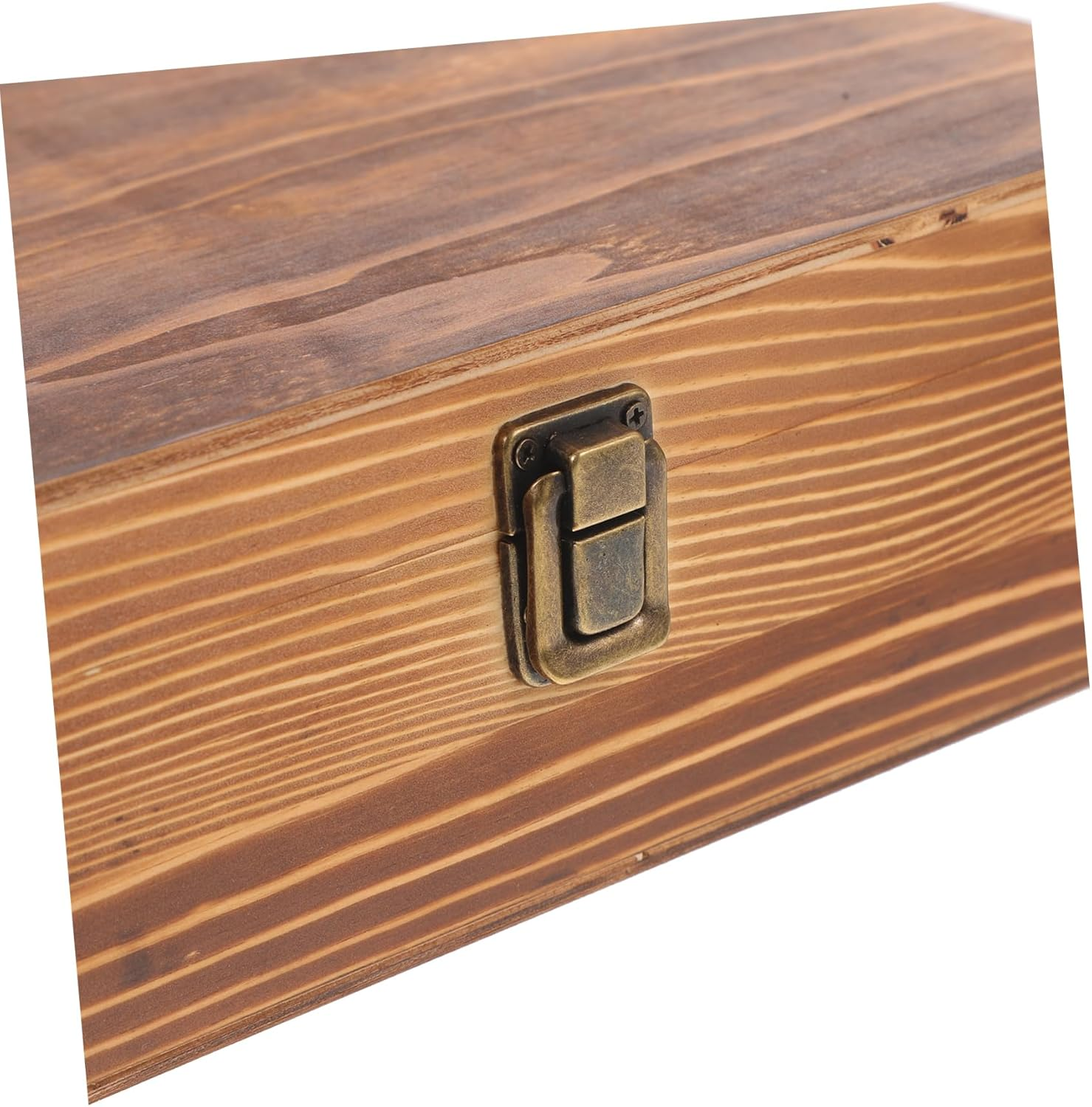 Small Wooden Jewelry Box Lid, Multi-Functional Decorative Keepsake Storage Container, Burnt Wood Finish, Compact Wood Trinket Organizer for Home And image number 1