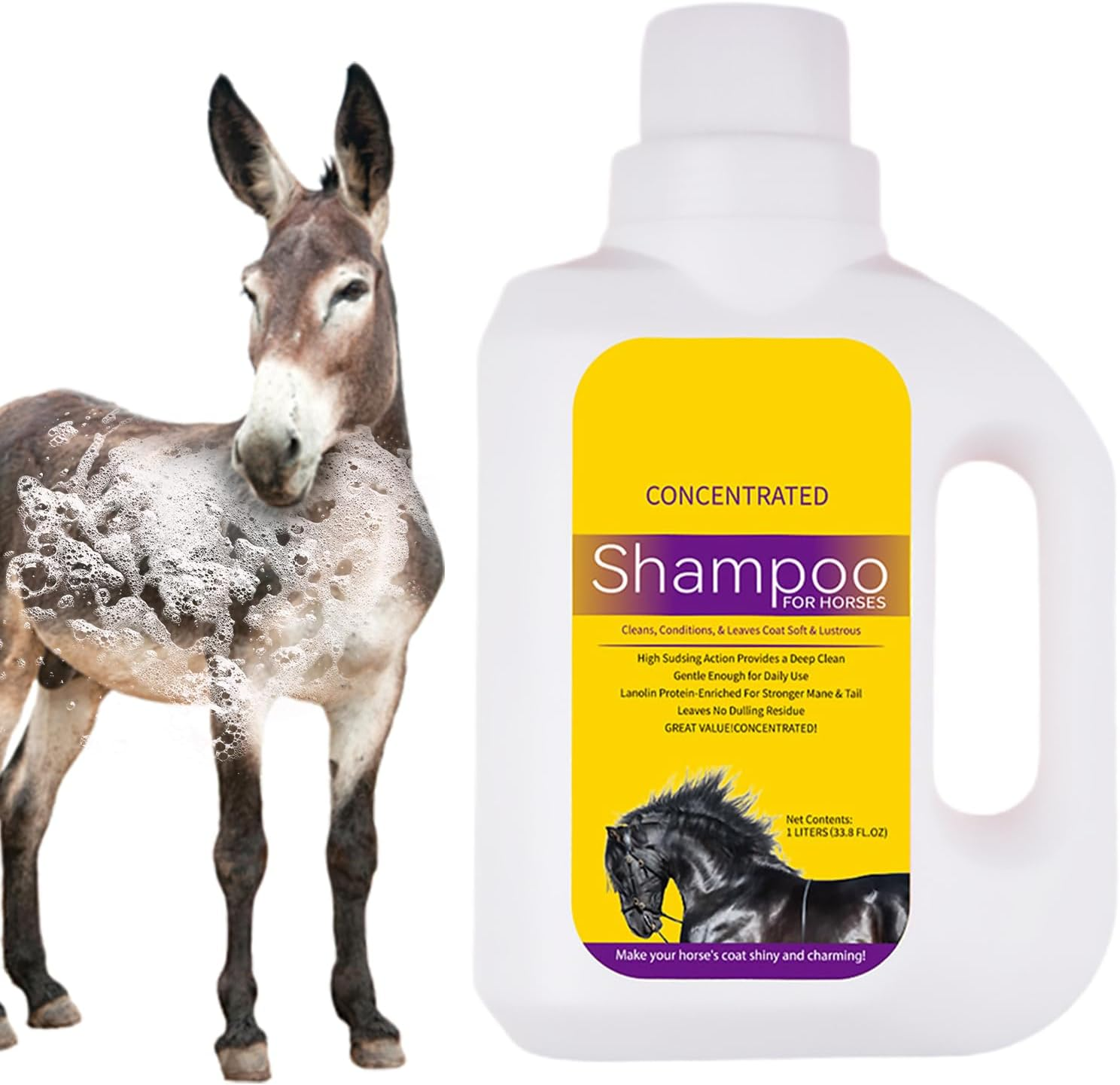 Shampoo for Horses | Mane and Tail Shampoo,1L Shower Gel Body Wash Bathing Hair Care Supplies for Conditioning Skin Mane Tail Dogs image number 5