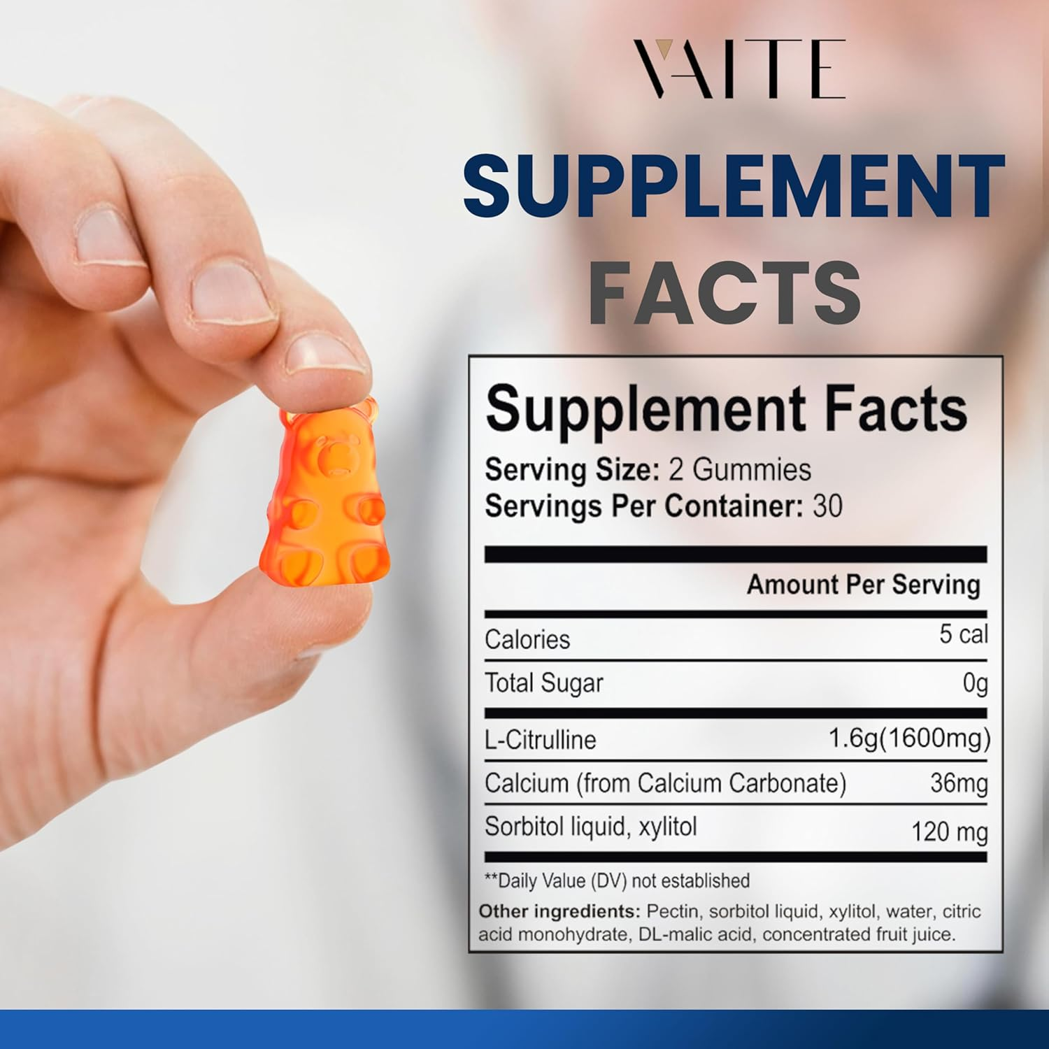 L Citrulline Gummies for Men - Powerful Vasodilator with Calcium, 1600Mg per Serving, Extra Strength, Boosts Nitroxyl and Nitric Oxide Production, Supports Energy and Endurance, 60 Chewable Gummy image number 4