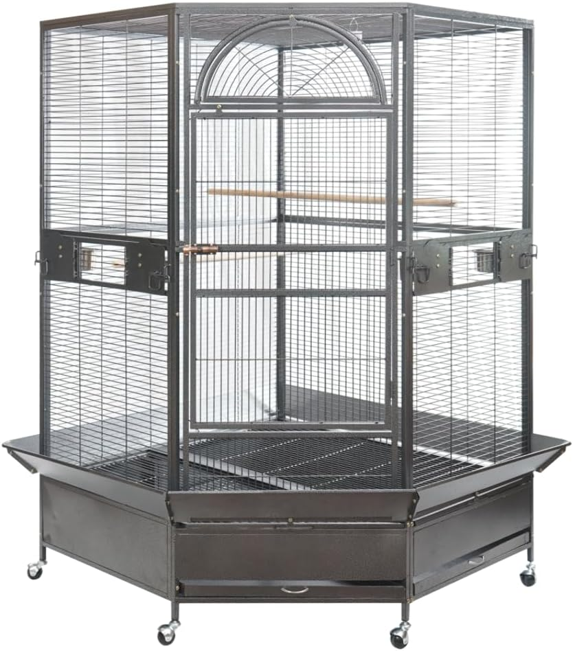 185Cm XXL Corner Bird Cage Pet Parrot Aviary Perch Castor Wheel image number 4