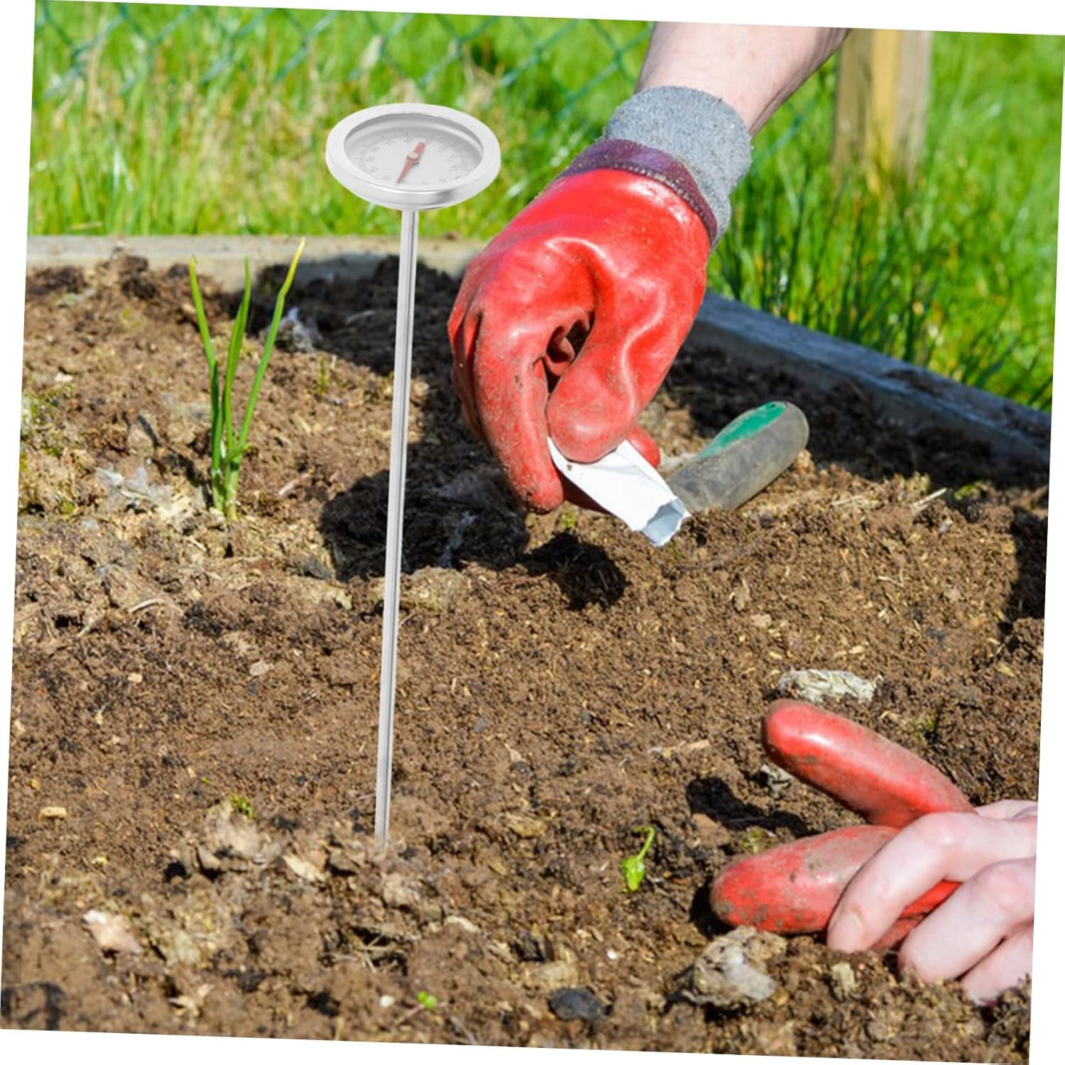 CLISPEED Compost Thermometer Soil Temperature Gauge Stainless Steel Probe for Gardening and Backyard Use Portable Metal Soil Temperature Measuring Tool Outdoor Reusable image number 2