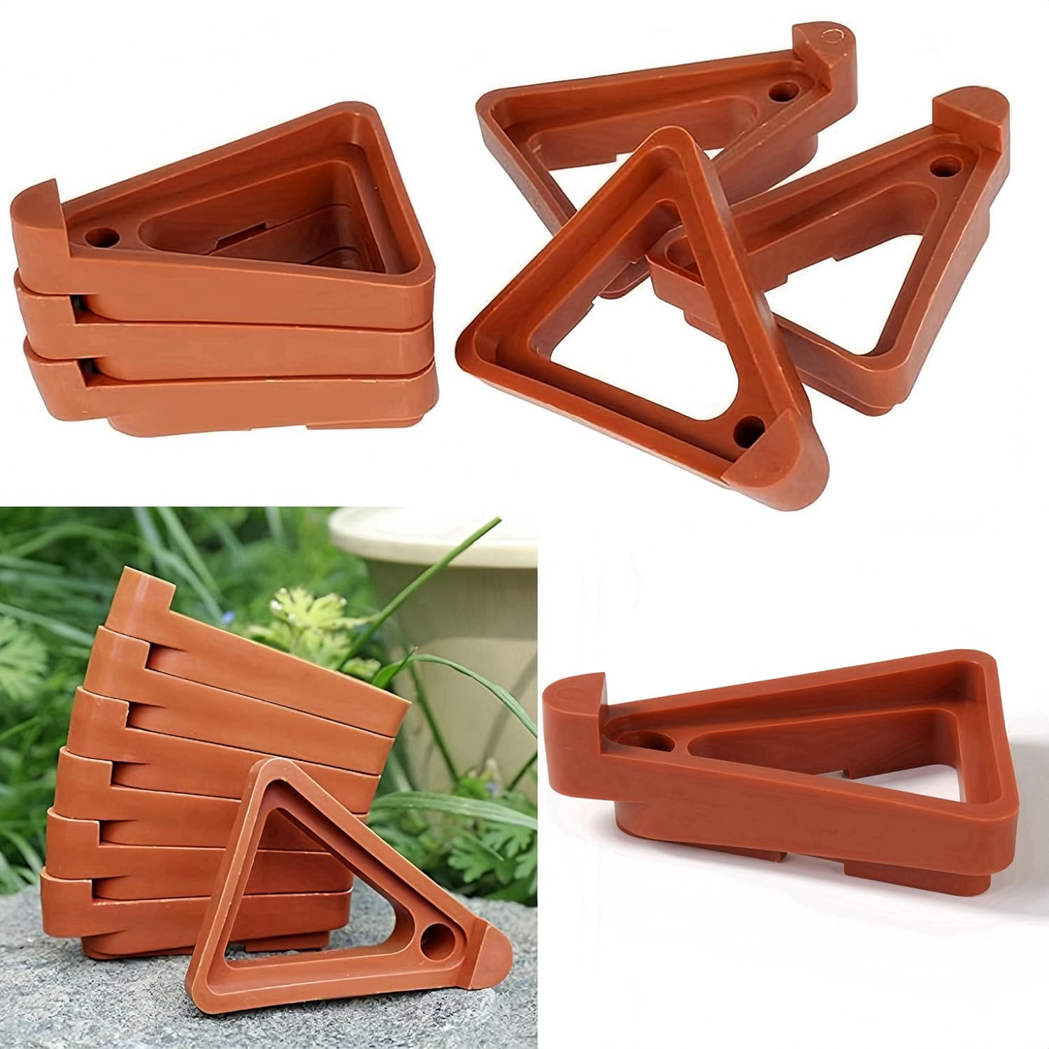 Flower Pot Feet, 24 Pcs Plant Pot Risers Brick, Invisible Flower Pot Risers,Triangle Flower Pot Rack Holder Pot for Outdoor Planters Indoor Garden Plants Breathable Ventilated Moisture