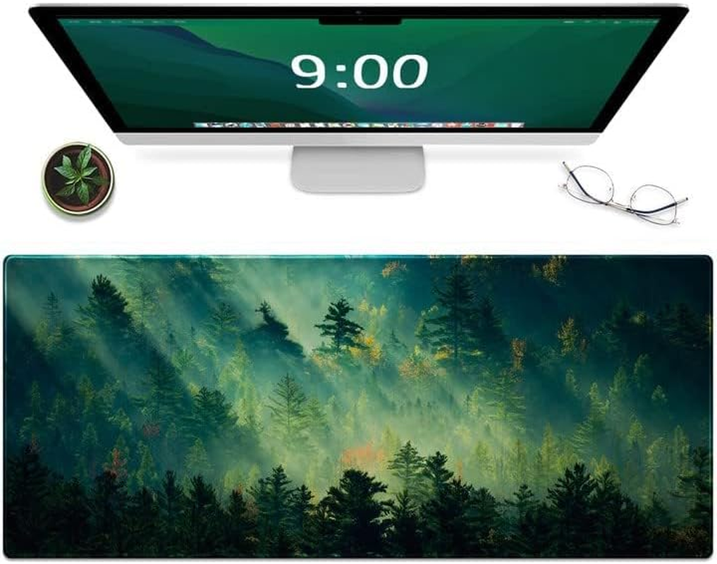 Galdas Mouse Pad,Office Desk Mat Large Gaming Keyboard Pad Durable Stitched Edges Washable Smooth Surface Control & Accuracy Extended Computer Mouse Mat (31.5X11.8In)-Green Forest&hellip; image number 1