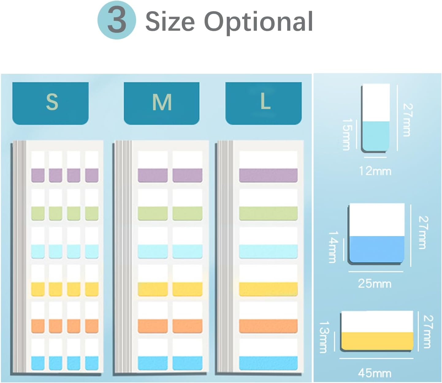 Pastel Sticky Notes Tabs, Transparent Sticky Tabs, Index Tabs, Sticky Notes Writable Annotation Tabs for Book Reading, File Classification, Book Tabs Flags, Label, Page Markers (Type B-L+M+S) image number 3