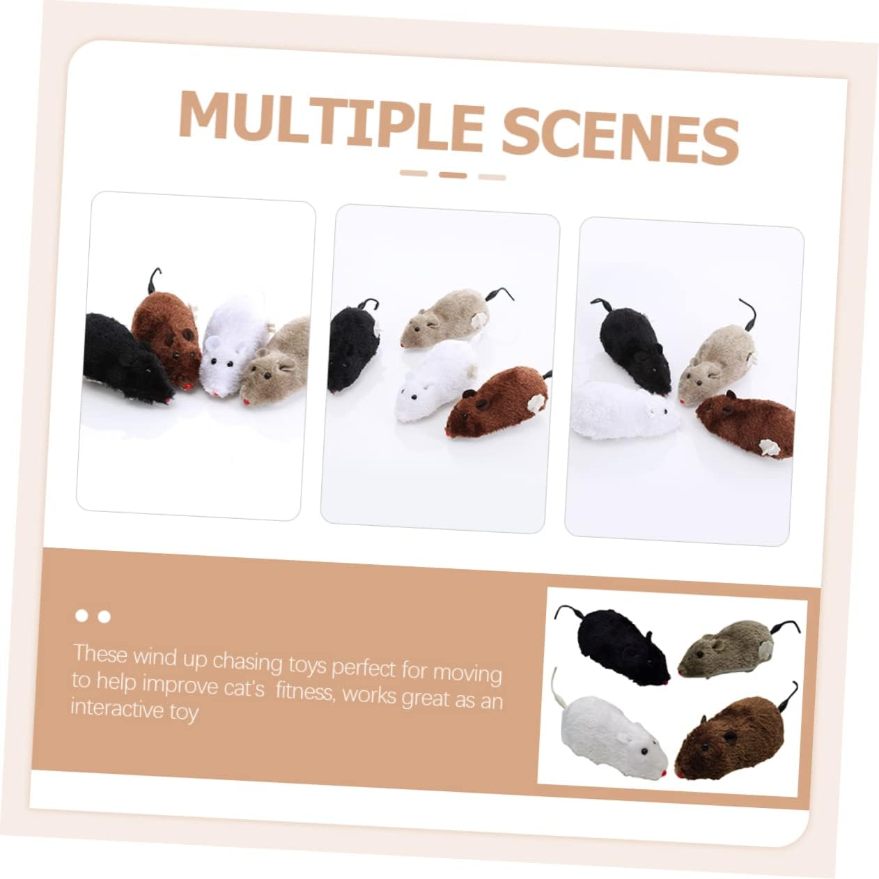 INOOMP Halloween Wind up Mouse Cat Toy 4 Pack Kitten Toys for Indoor Cats Moving Cat Mice Toys No Battery Required