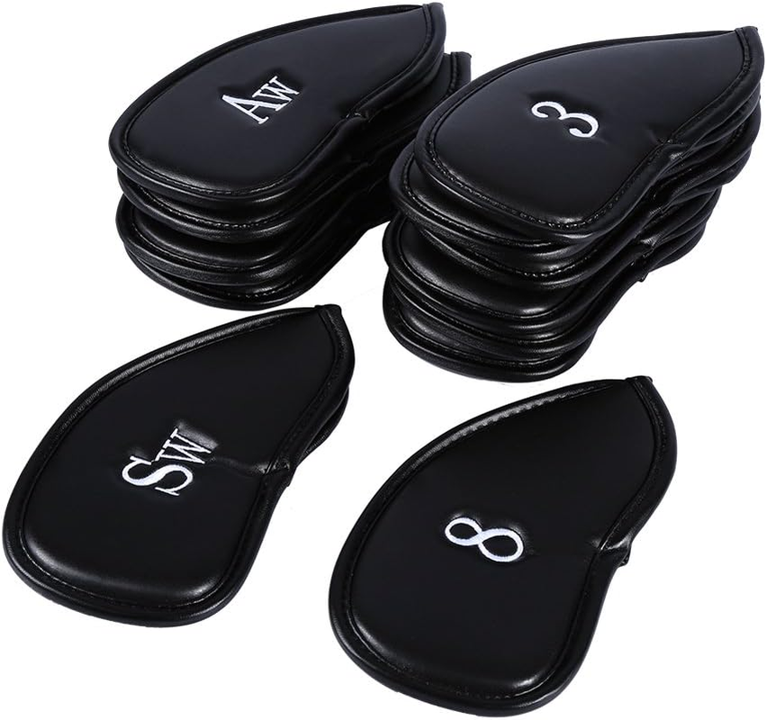 12Pcs Golf Club Head Cover, Leather with Sponge Lining Protective Headcover Golf Club Iron Head Covers Set image number 5