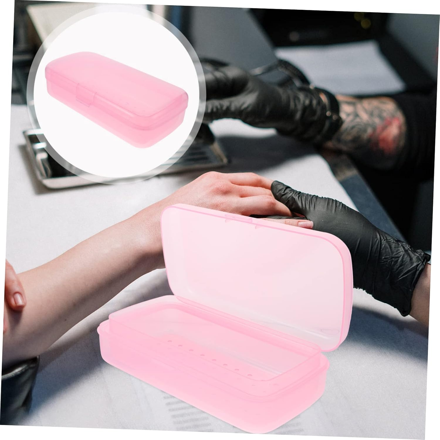 VICASKY Nail Care Tools Sterilization Box Tray Nail Clipper Sterilizer Manicure Box Organizer image number 4