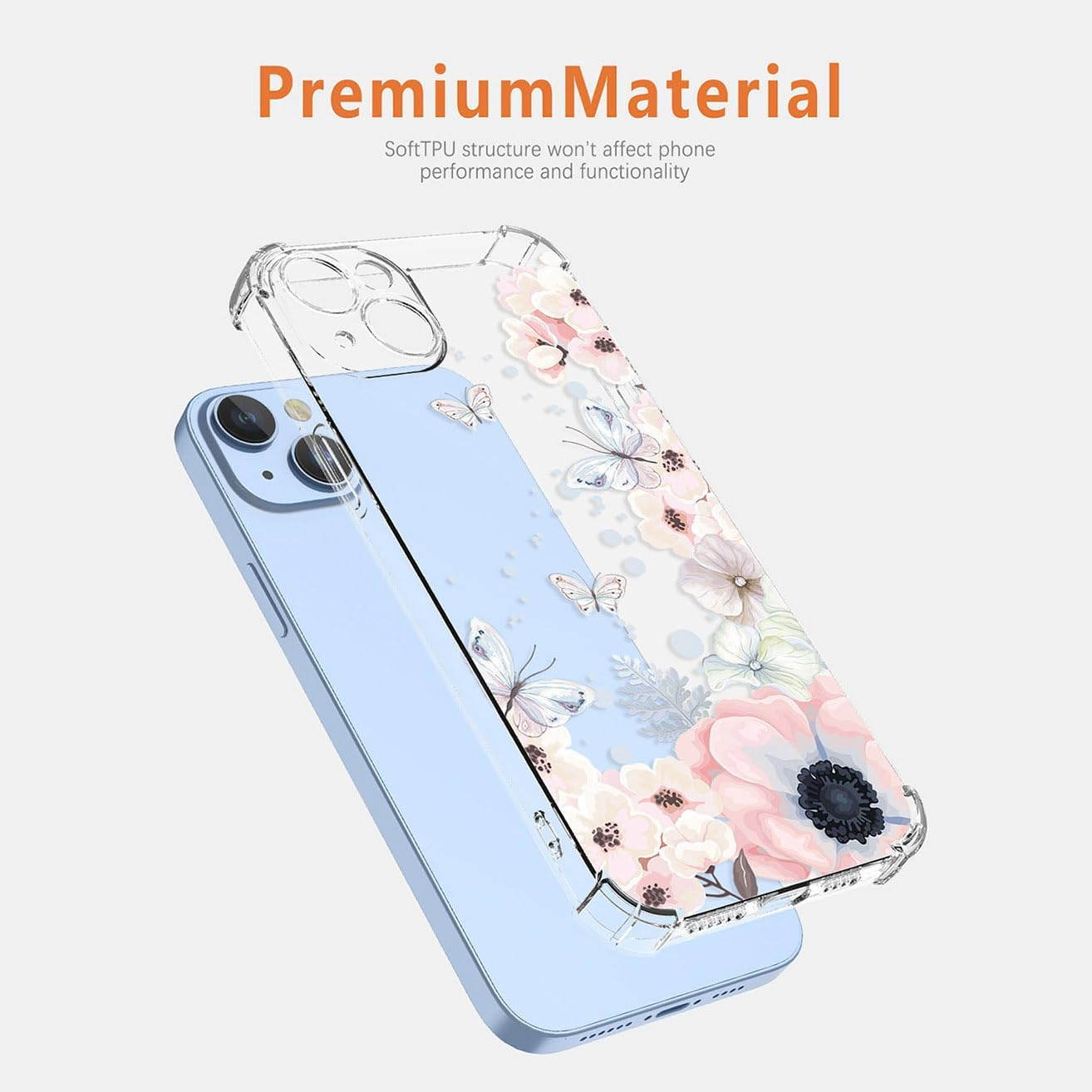 YUEQIAN Case for Samsung Galaxy A17 5G/4G, Colourful Pretty Flowers Cartoon Pattern Clear Mobile Phone Case, Transparent Ultra Thin Soft TPU Bumper Shockproof Girls Protective Case (Sakura) - Sakura image number 3