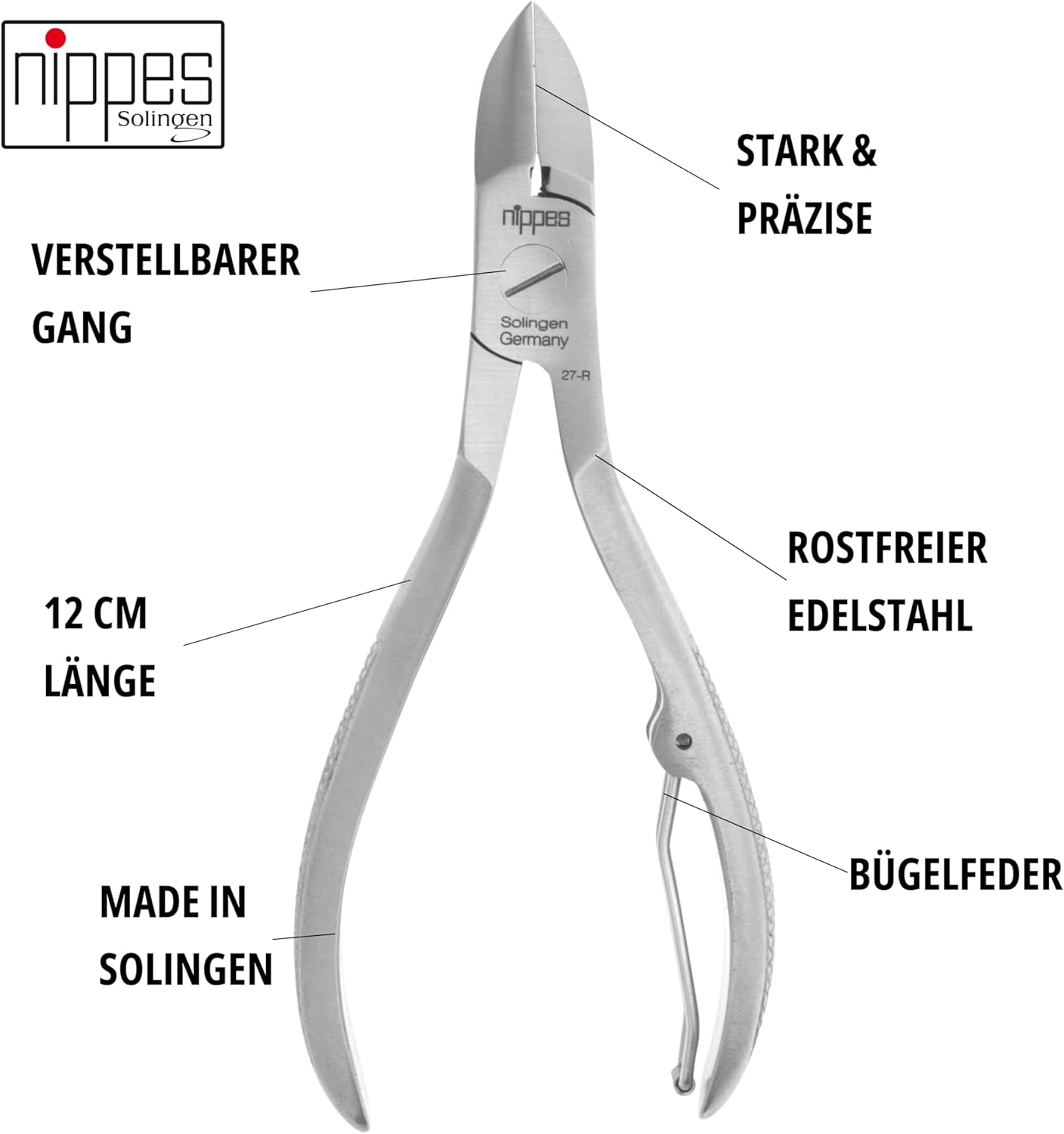 Nippes Solingen 1 Piece Nickel Plated Steel Nail Clippers image number 6